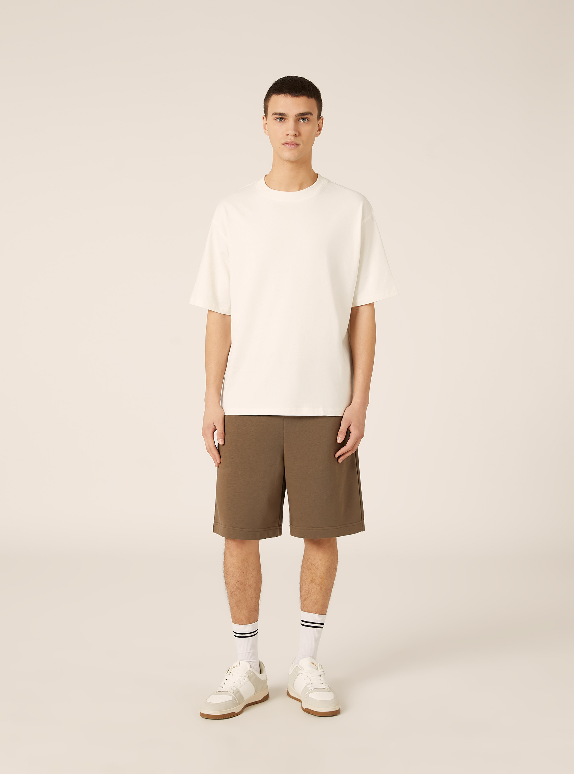 Bermuda  basico in felpa, BR2 BROWN MEDIUM