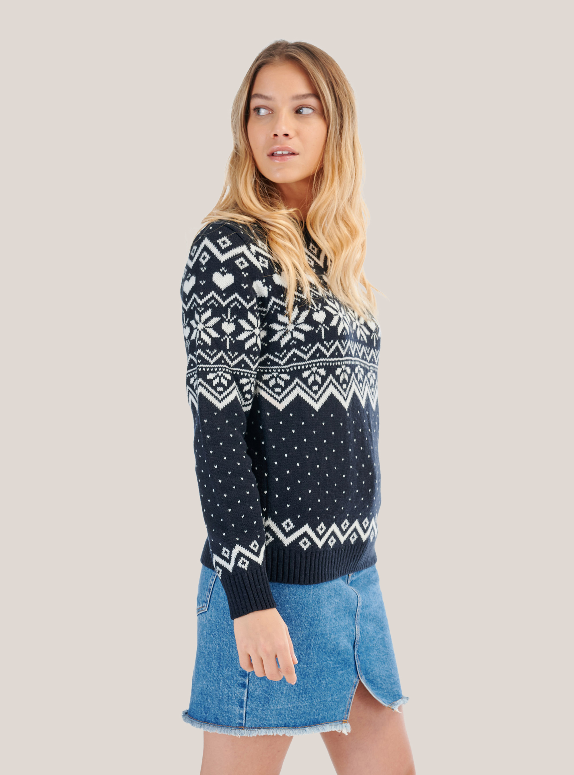 Pullover natalizio in misto lana, BLU MARINO