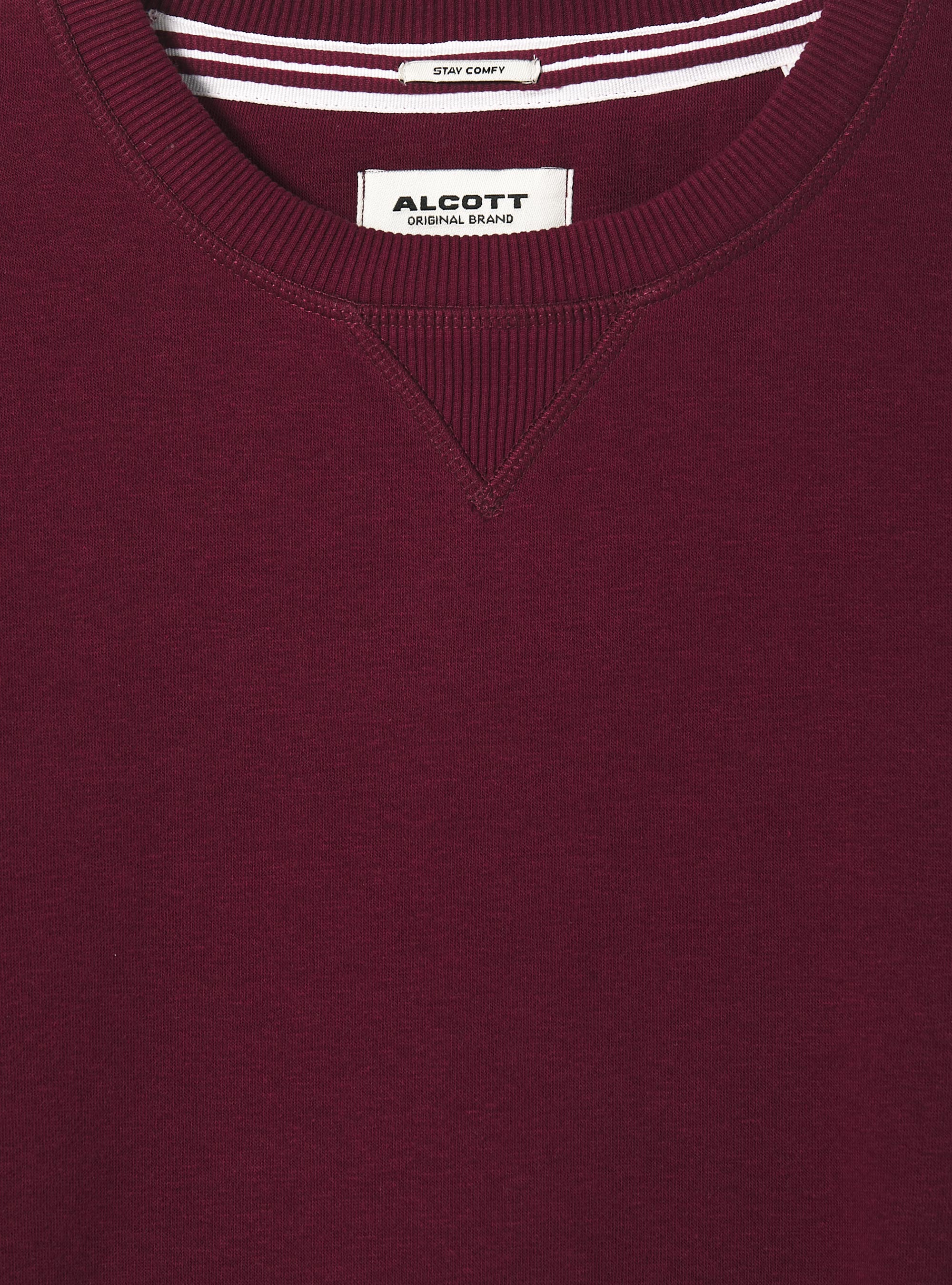 Sweat à col ras du cou de couleur unie, BO1 BORDEAUX DARK