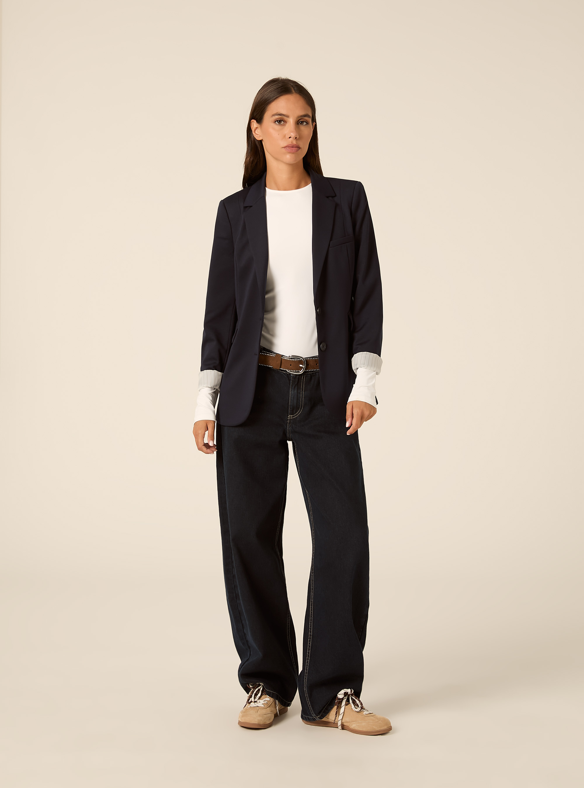 Blazer droit structure a revers, NA1 NAVY DARK