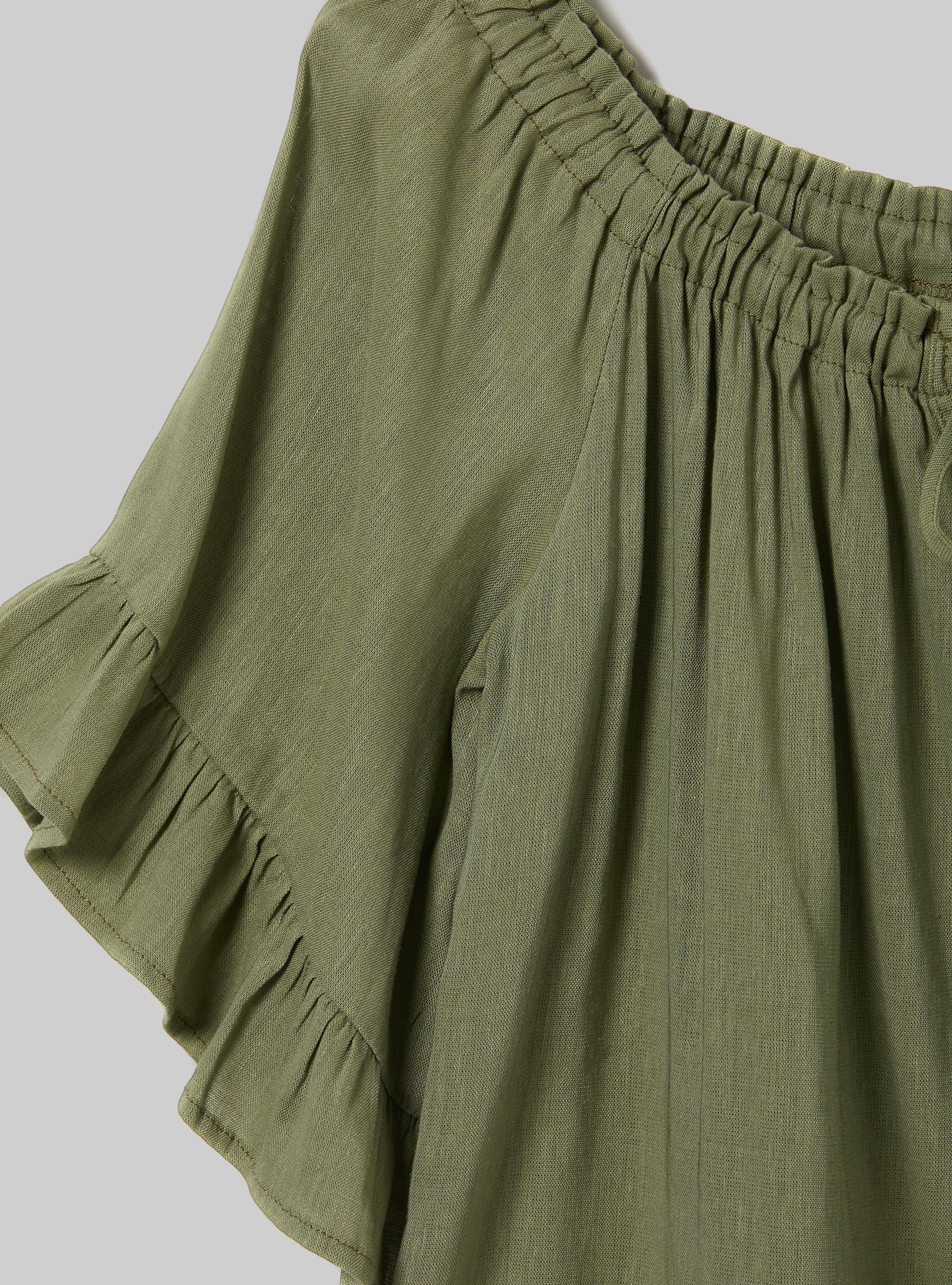 Linen blend blouse with bardot neckline, KY1 KAKY DARK