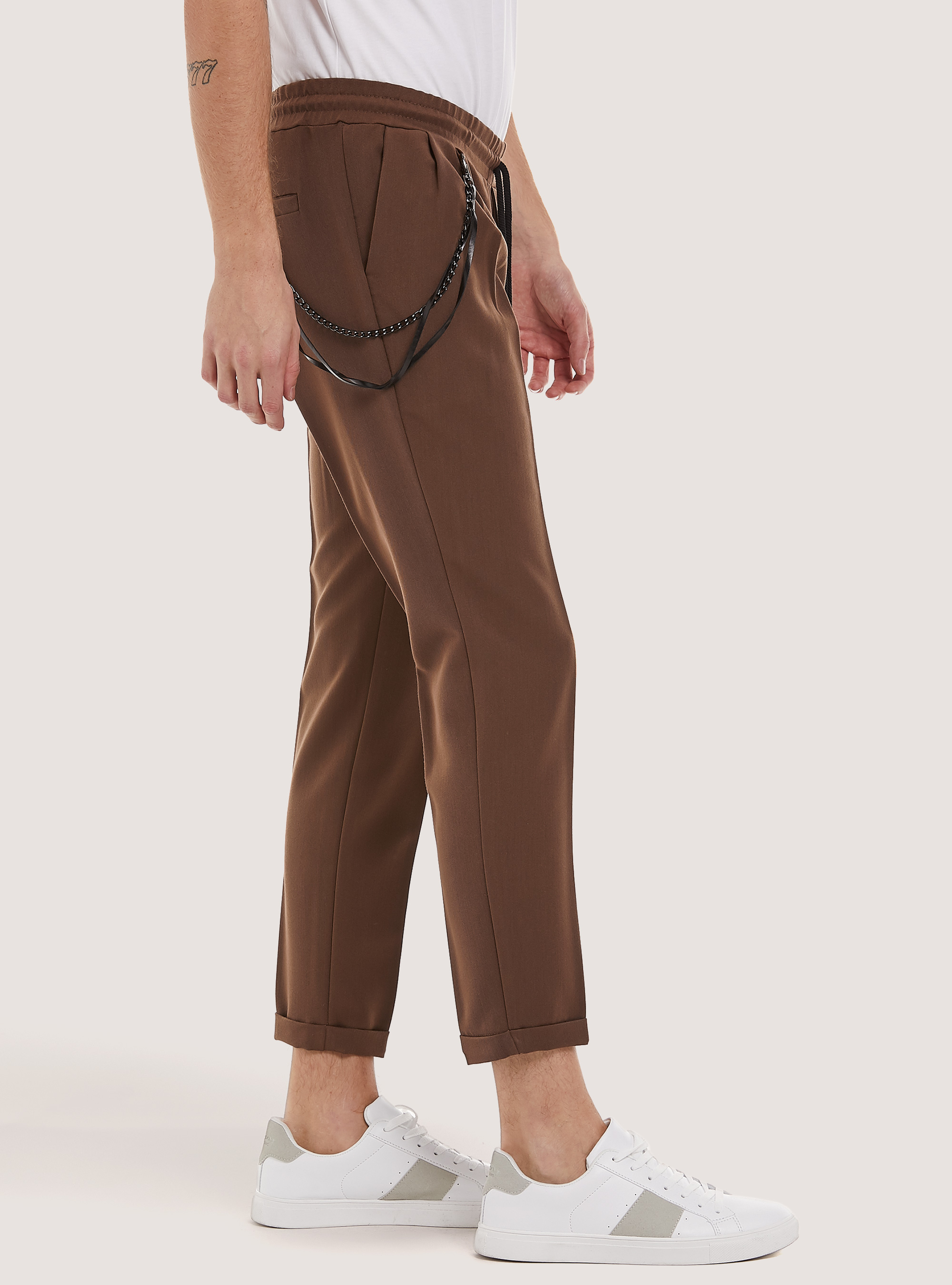 Pantaloni jogger con doppia pences, BR2 BROWN MEDIUM