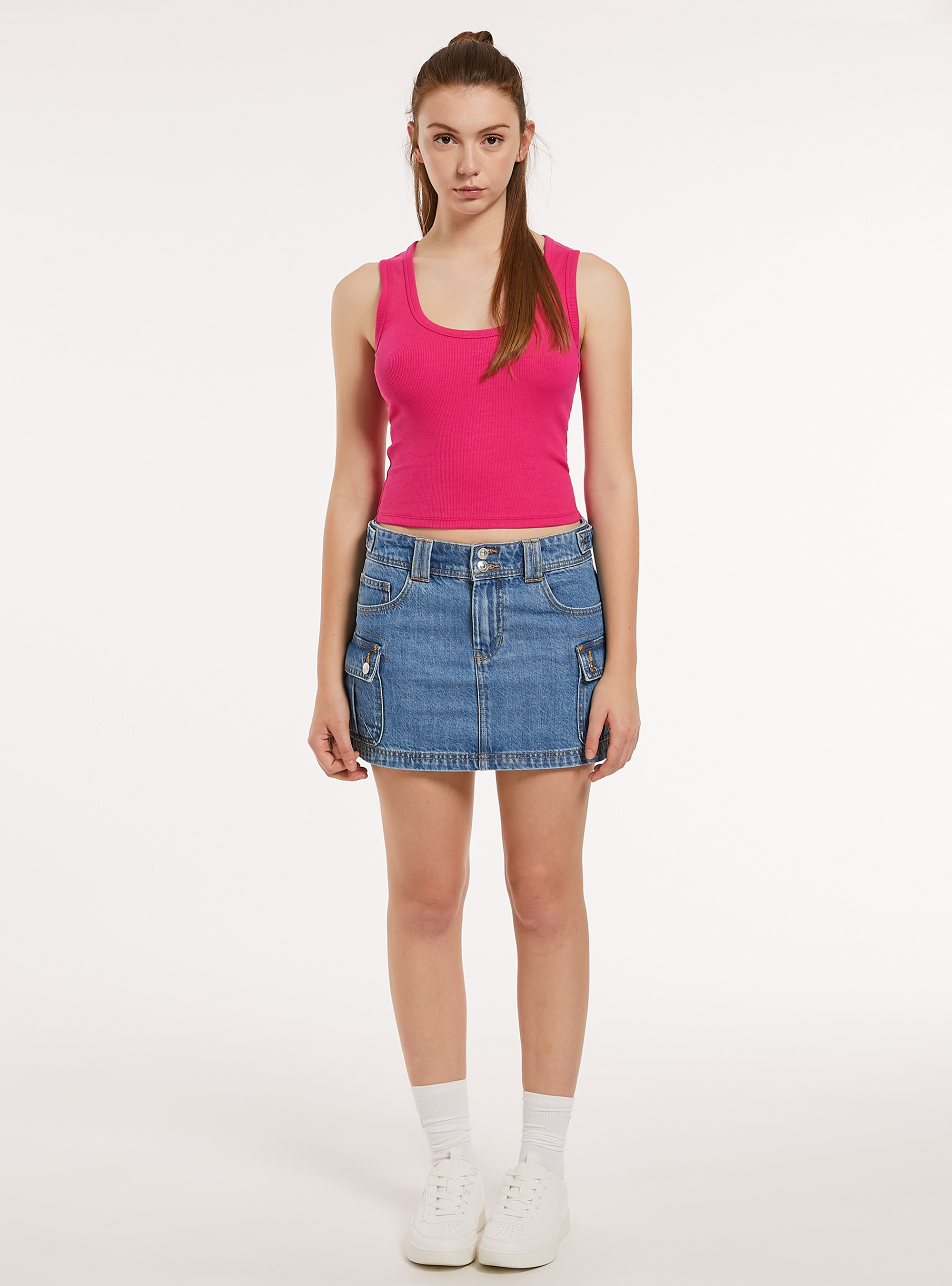 Canotta basica con scollo a costine, FX2 FUXIA MEDIUM