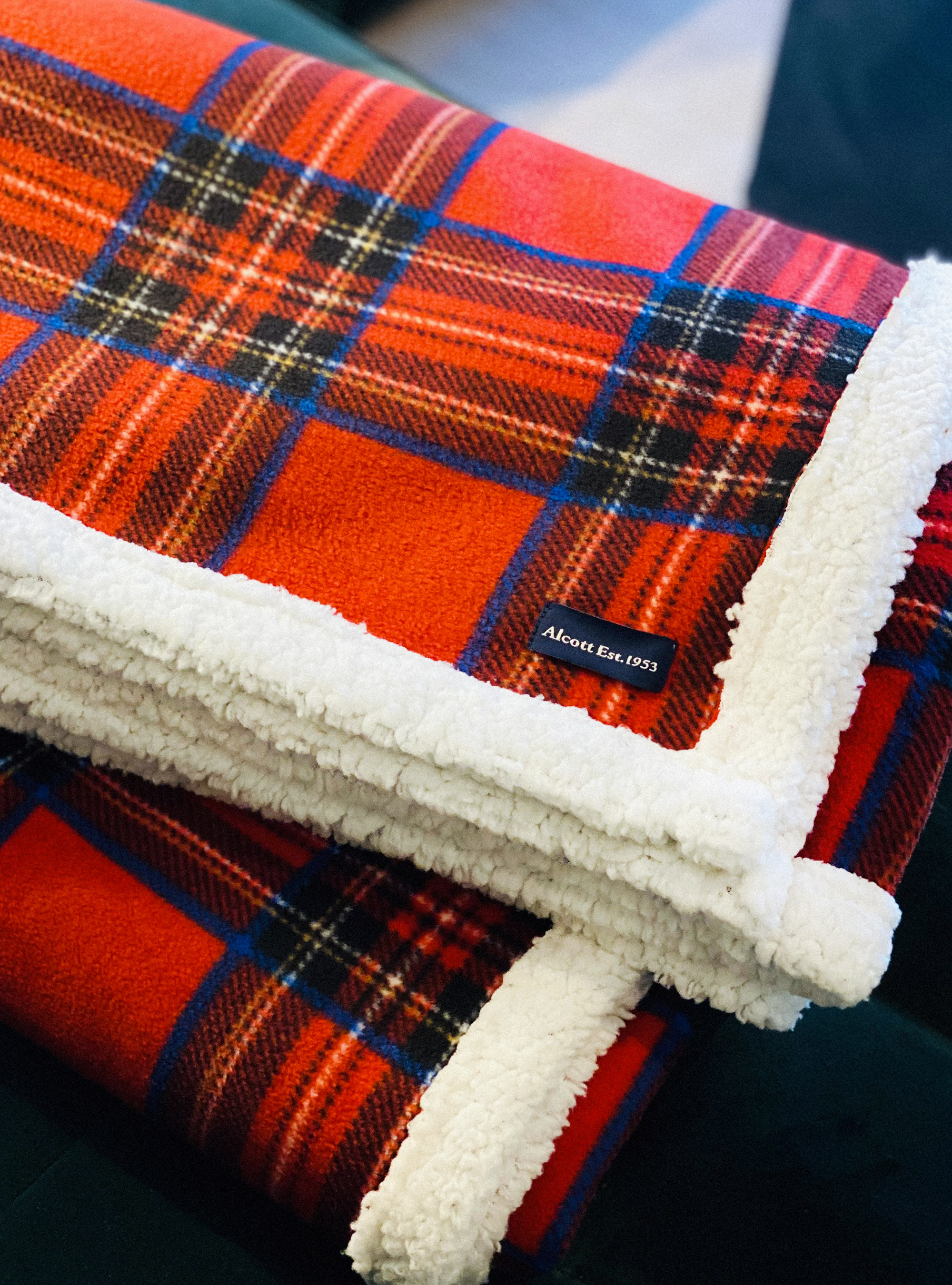 Plaid double face a quadri, ROJO