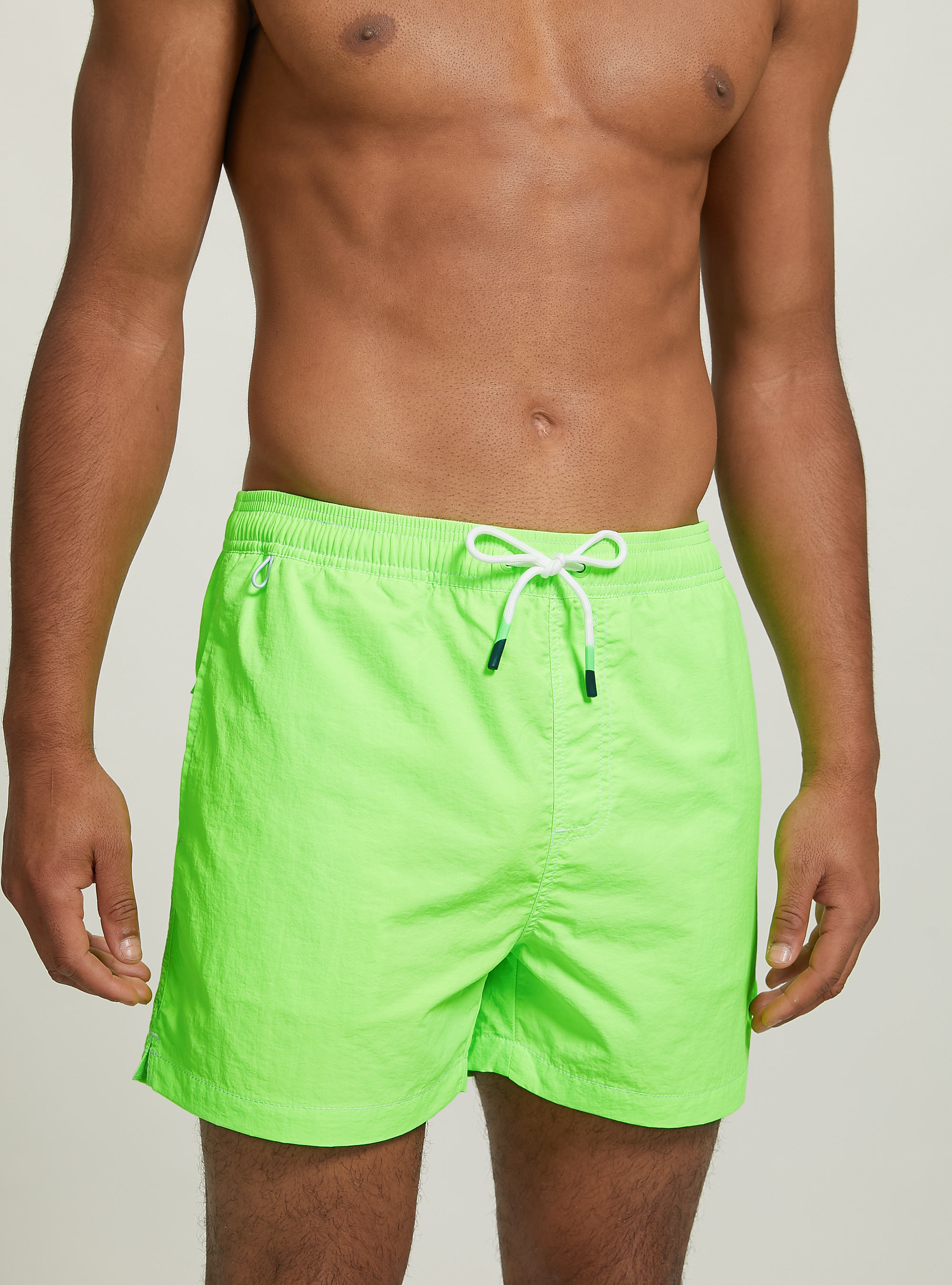 Costume tinta unita con ricamo e tasca sul retro, FGN3 FLUO LIGHT GREEN