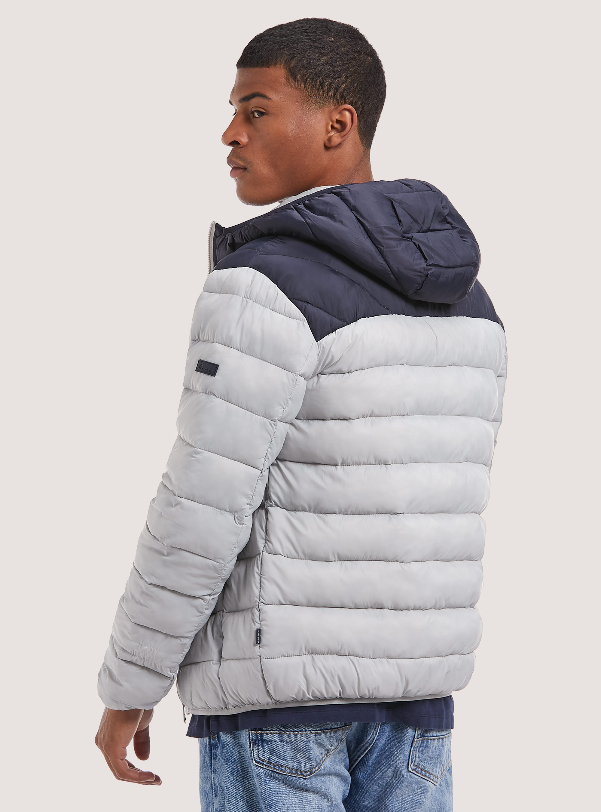 Colour block jacket with 100% recycled padding, WHITE