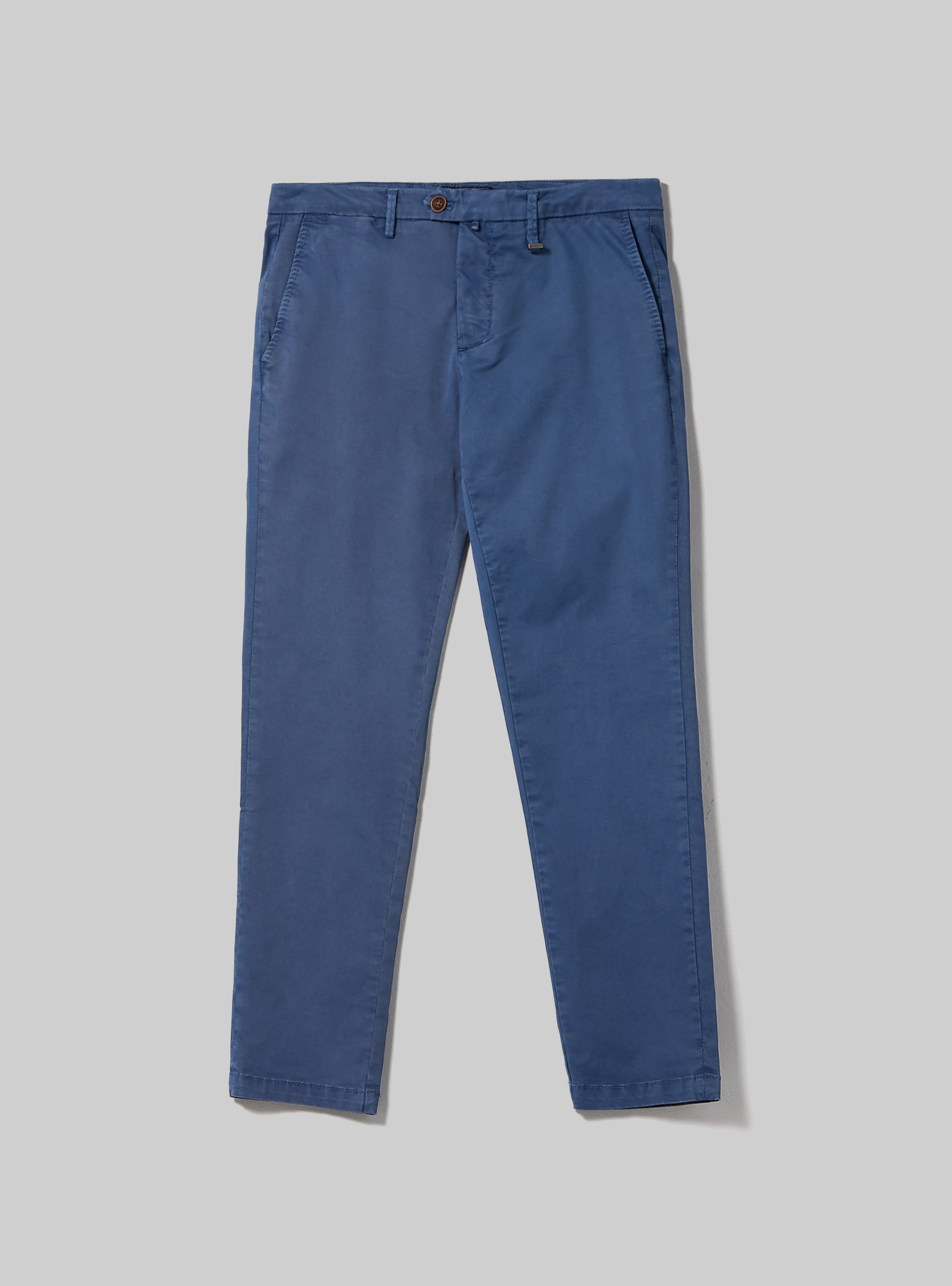 Pantalones chinos de sarga de algodón elástico, AZ1 AZURE DARK