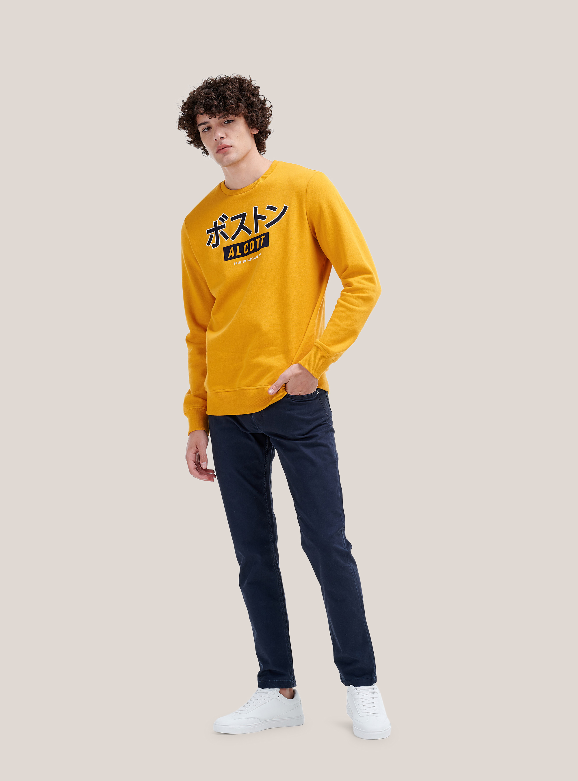 Recycled cotton skinny fit trousers, BLUE NAVY