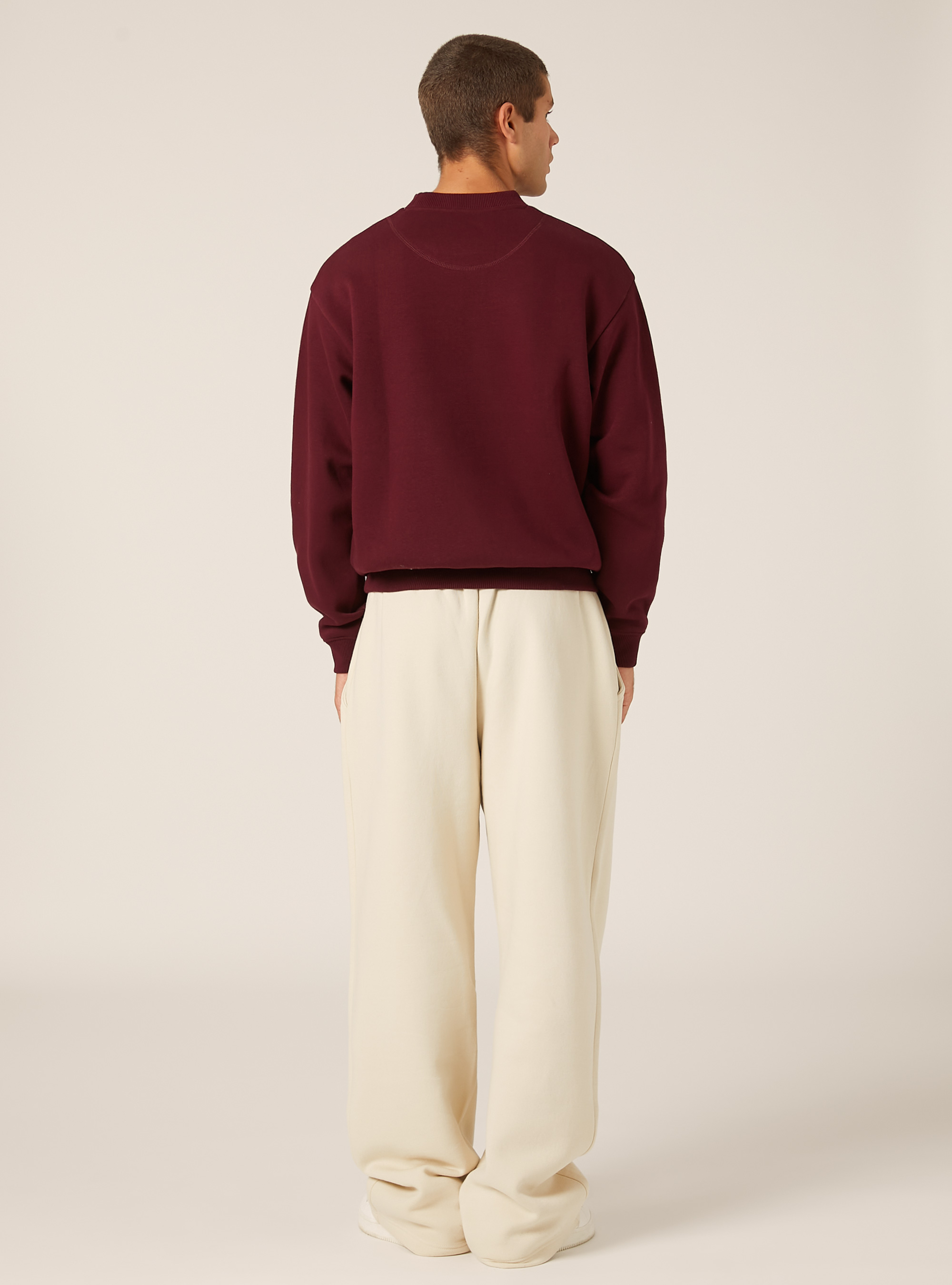 Boxy fit crew neck sweatshirt, BO1 BORDEAUX DARK