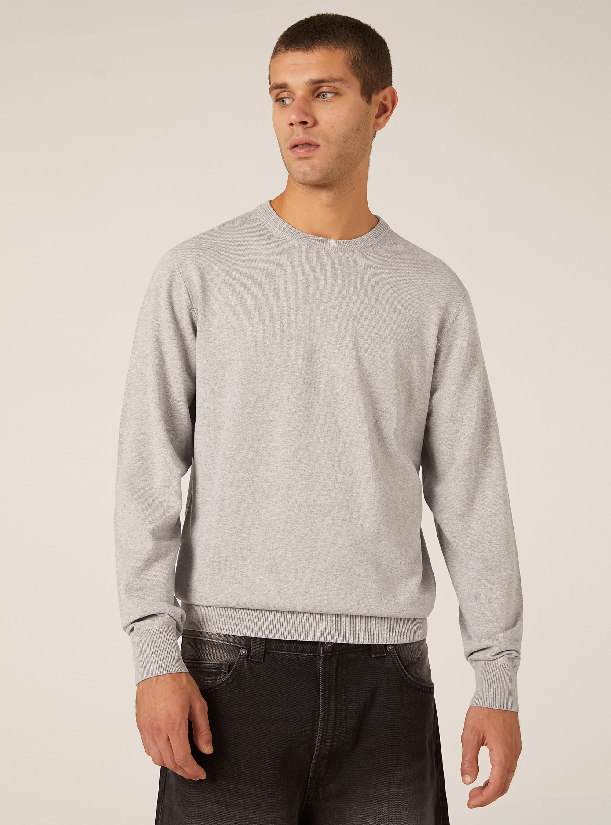 Jersey de cuello redondo de viscosa Ecovero, MGY2 GREY MEL MEDIUM
