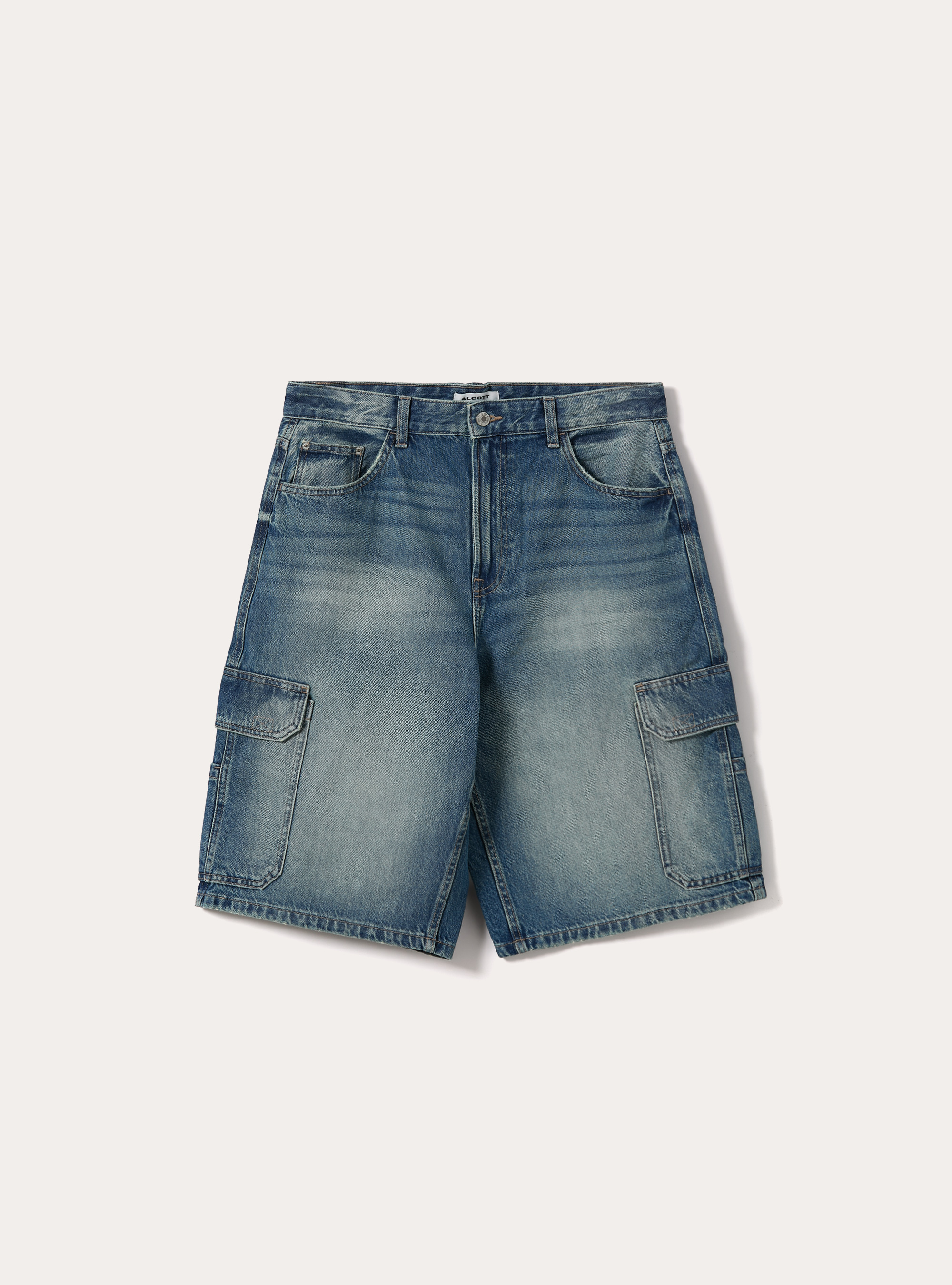 Bermuda baggy cargo indenim, D006 AZURE