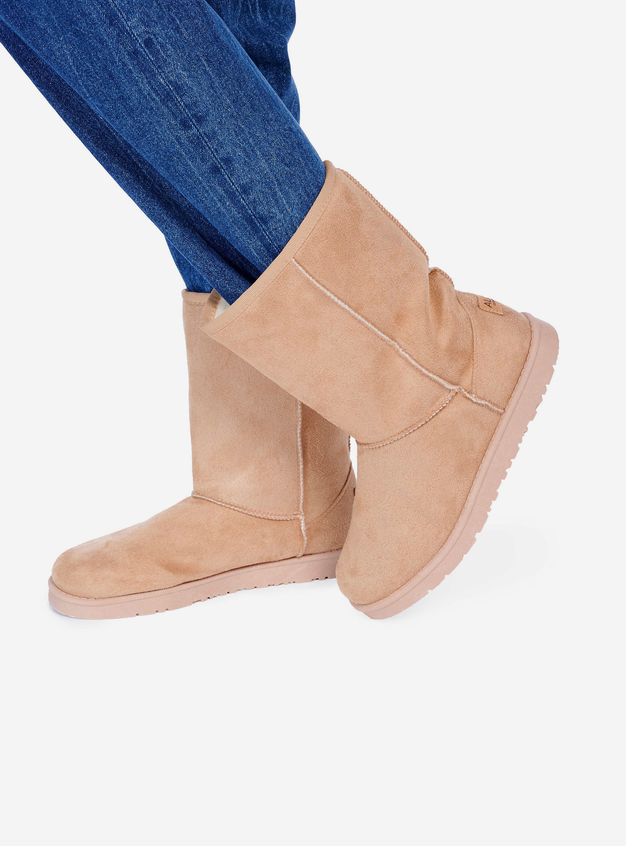 BOOTS WITH FAKE FUR INNER, C581 BEIGE