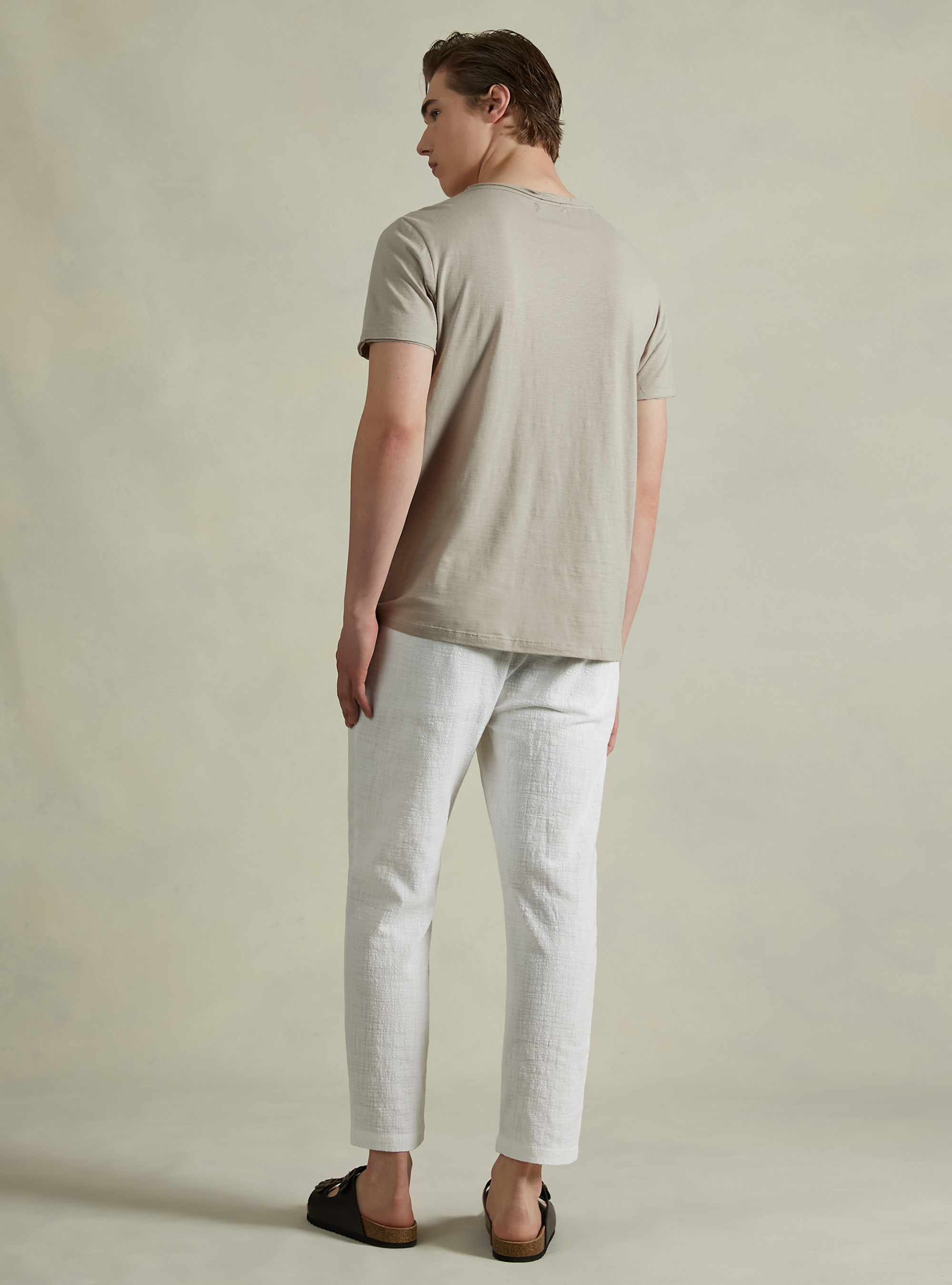 Linen-blend T-shirt in slub fabric, BG2 BEIGE MEDIUM