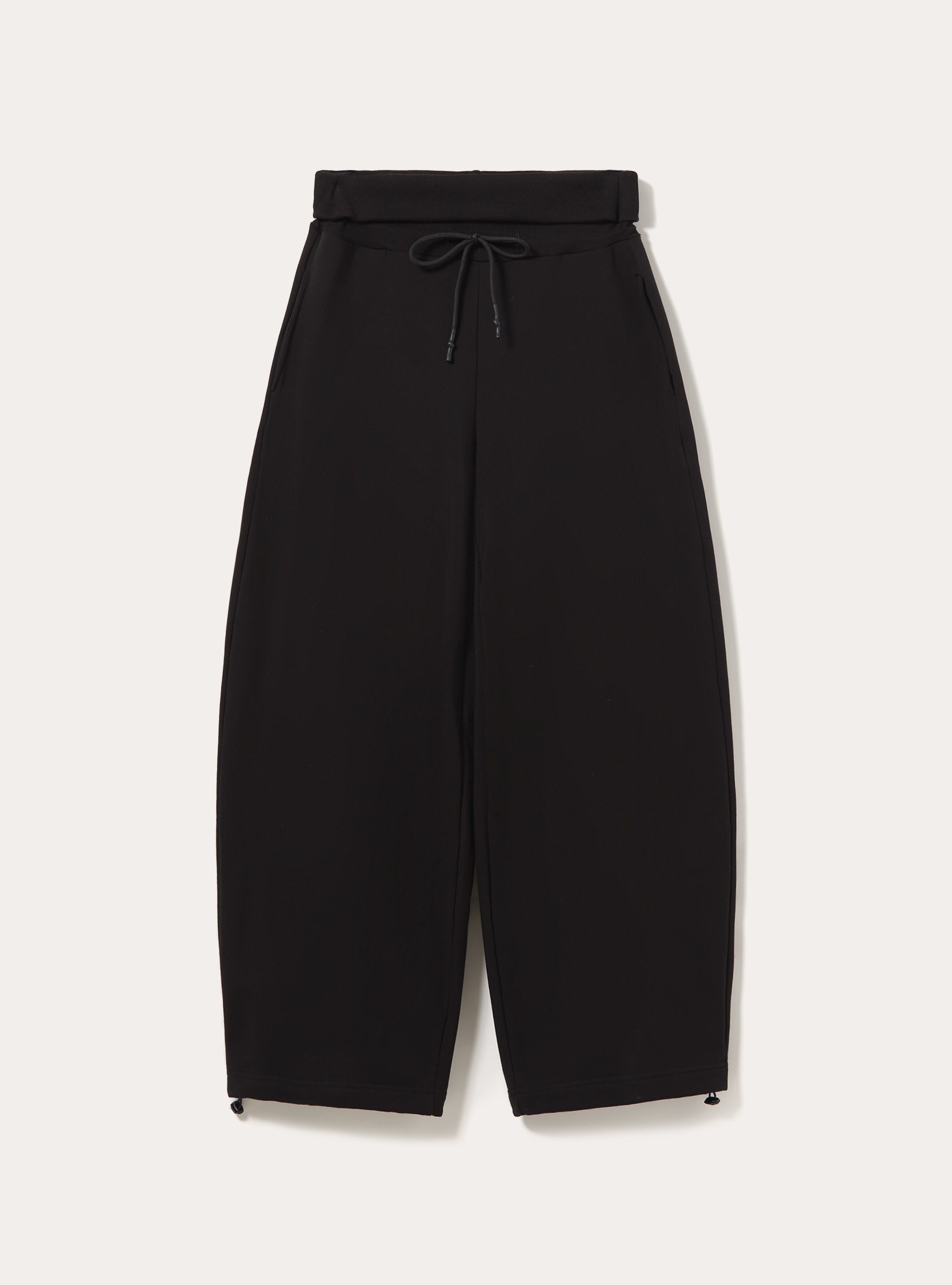 Pantaloni Jogger barrel fit con fascia risvoltata, NERO