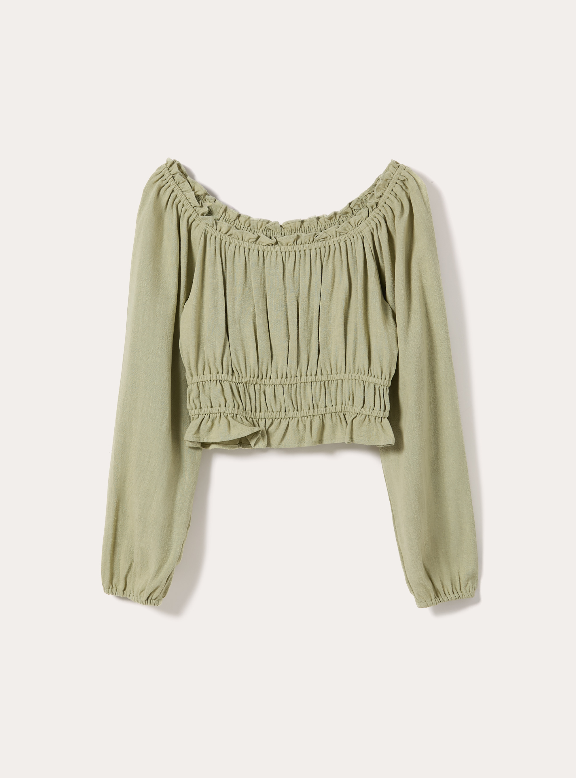 Blusa con spalle scoperte in misto lino, KY3 KAKY LIGHT