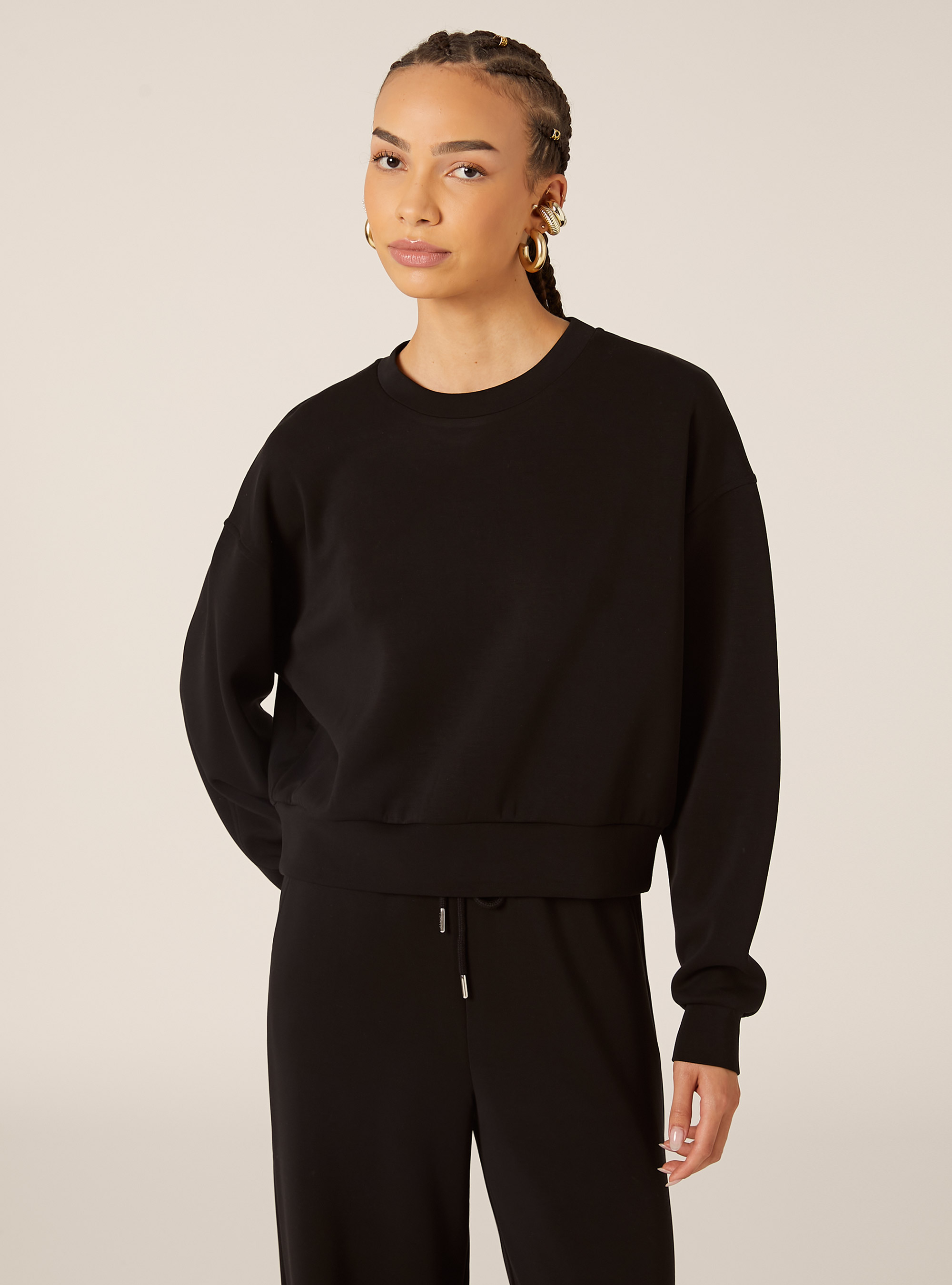 Soft touch sweatshirt, BK1 BLACK