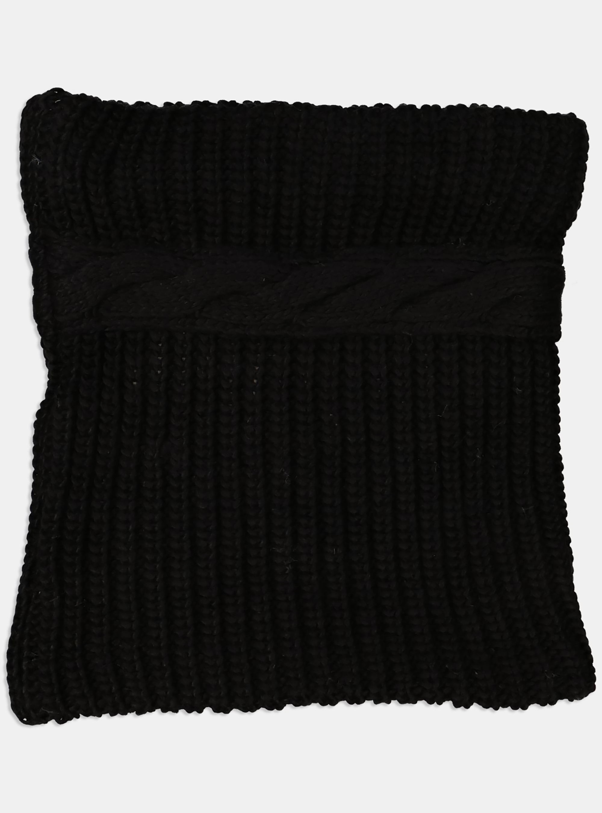 Collo tinta unita con treccia, BLACK