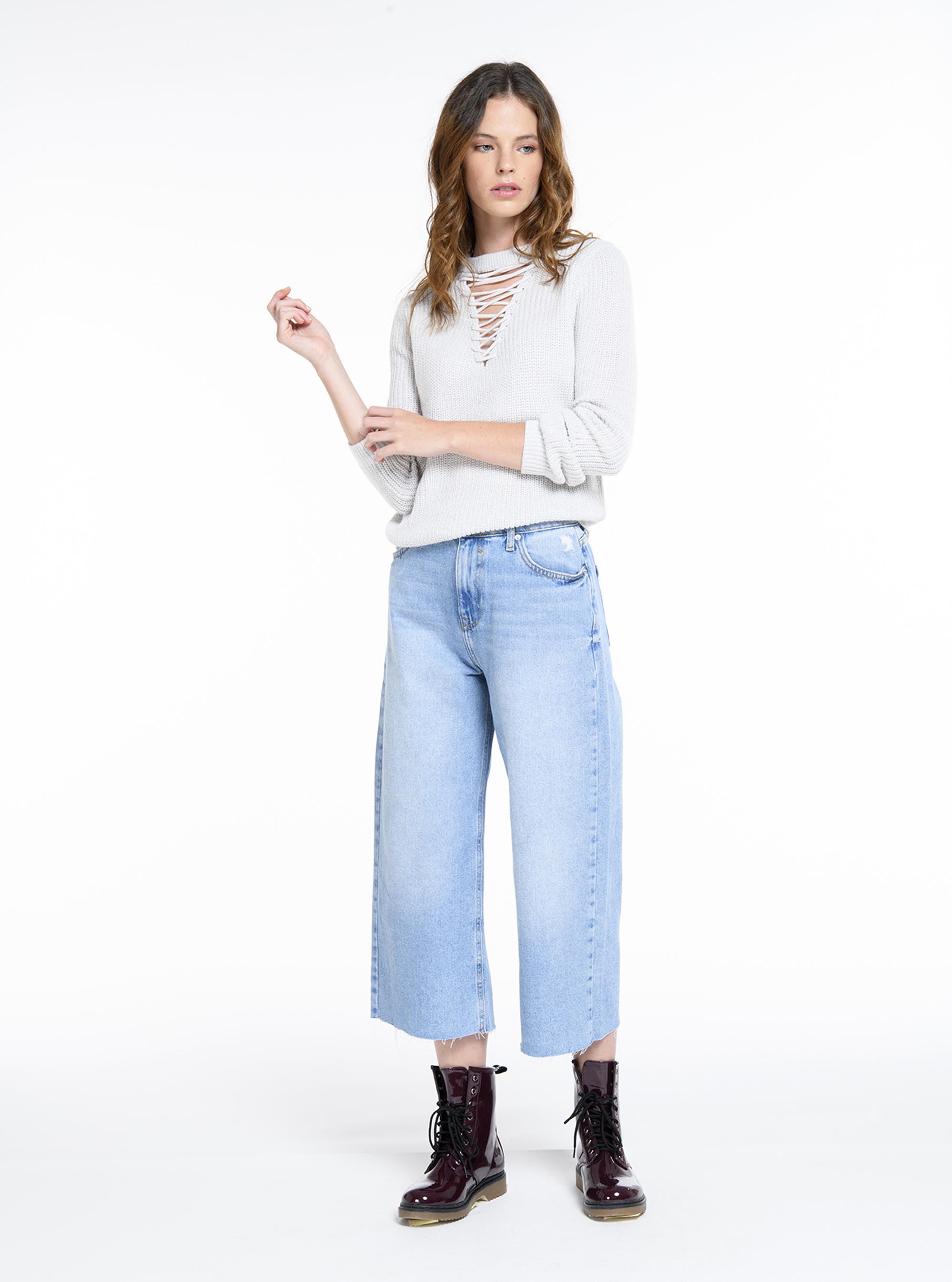 Pullover con incrocio, C184 PEARL