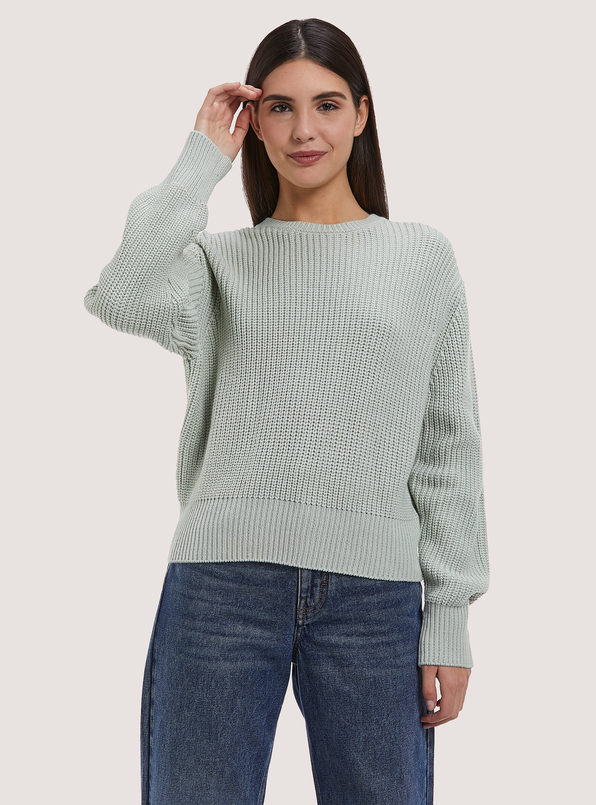 Pull cotelé confortable, C6585 GREEN
