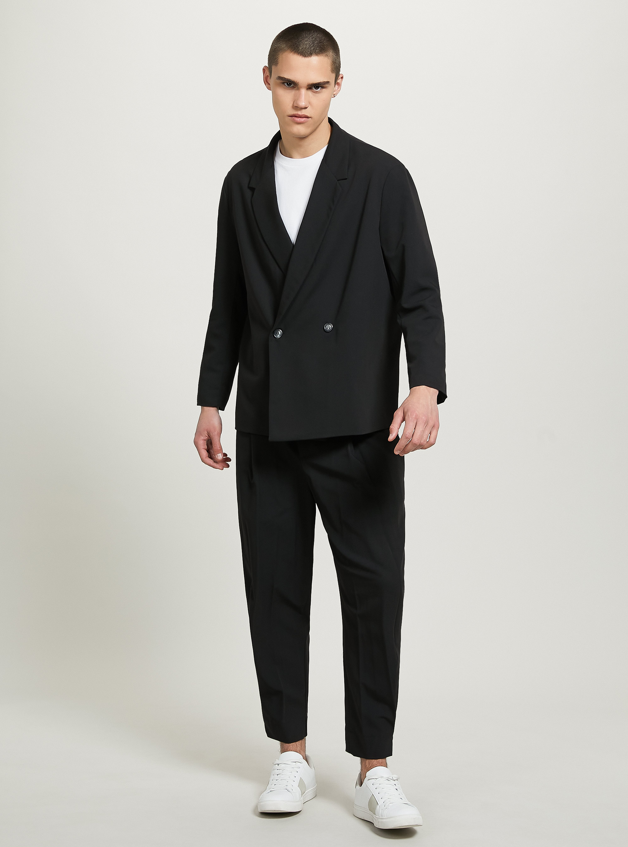 Giacca doppio petto regular fit, BK1 BLACK