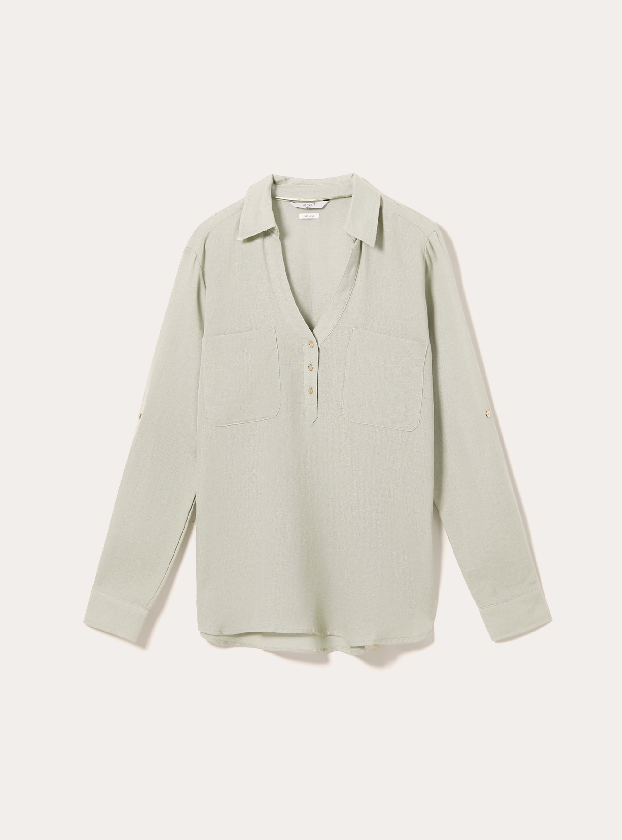 Bluse aus einer Leinenmischung, SG3 SAGE LIGHT