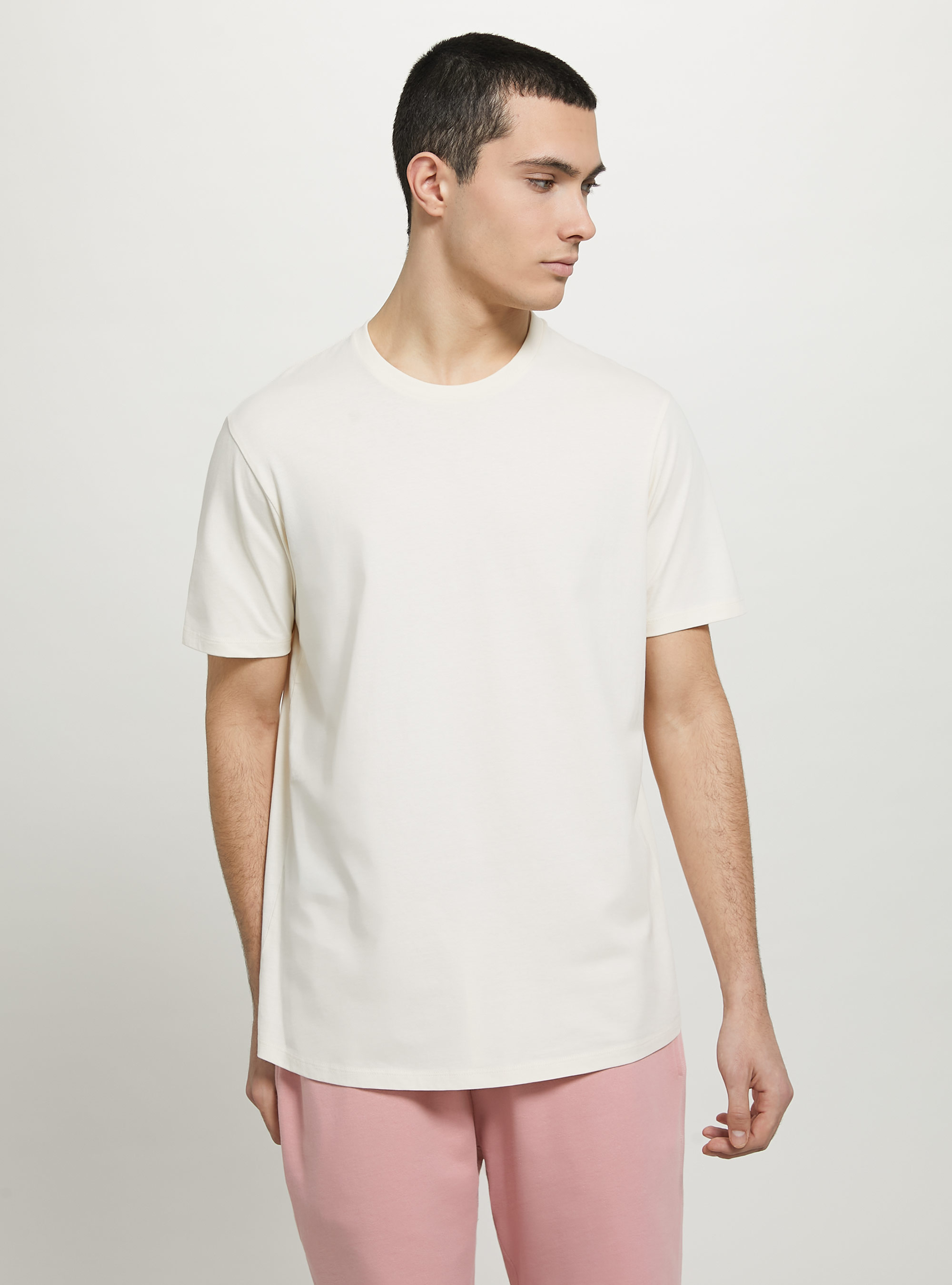 Camiseta de algod&oacute;n con cuello redondo, SA3 SAND LIGHT