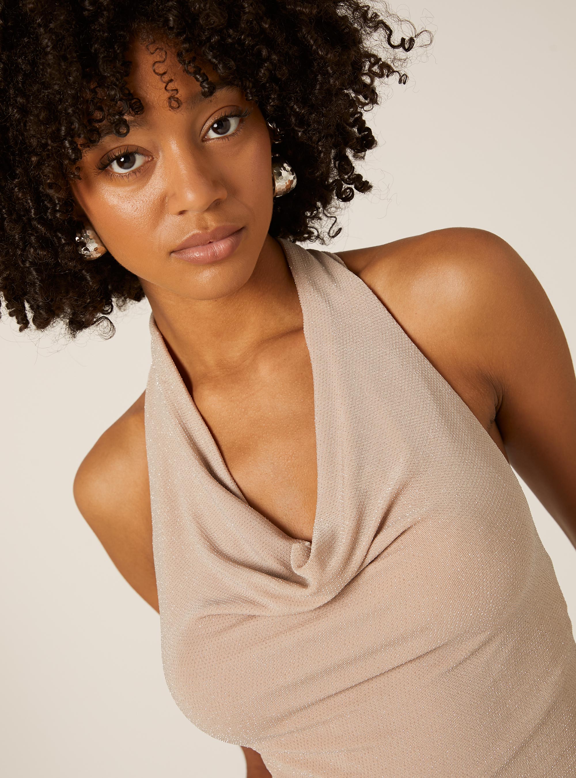 Halter top with rhinestones, PK3 PINK LIGHT