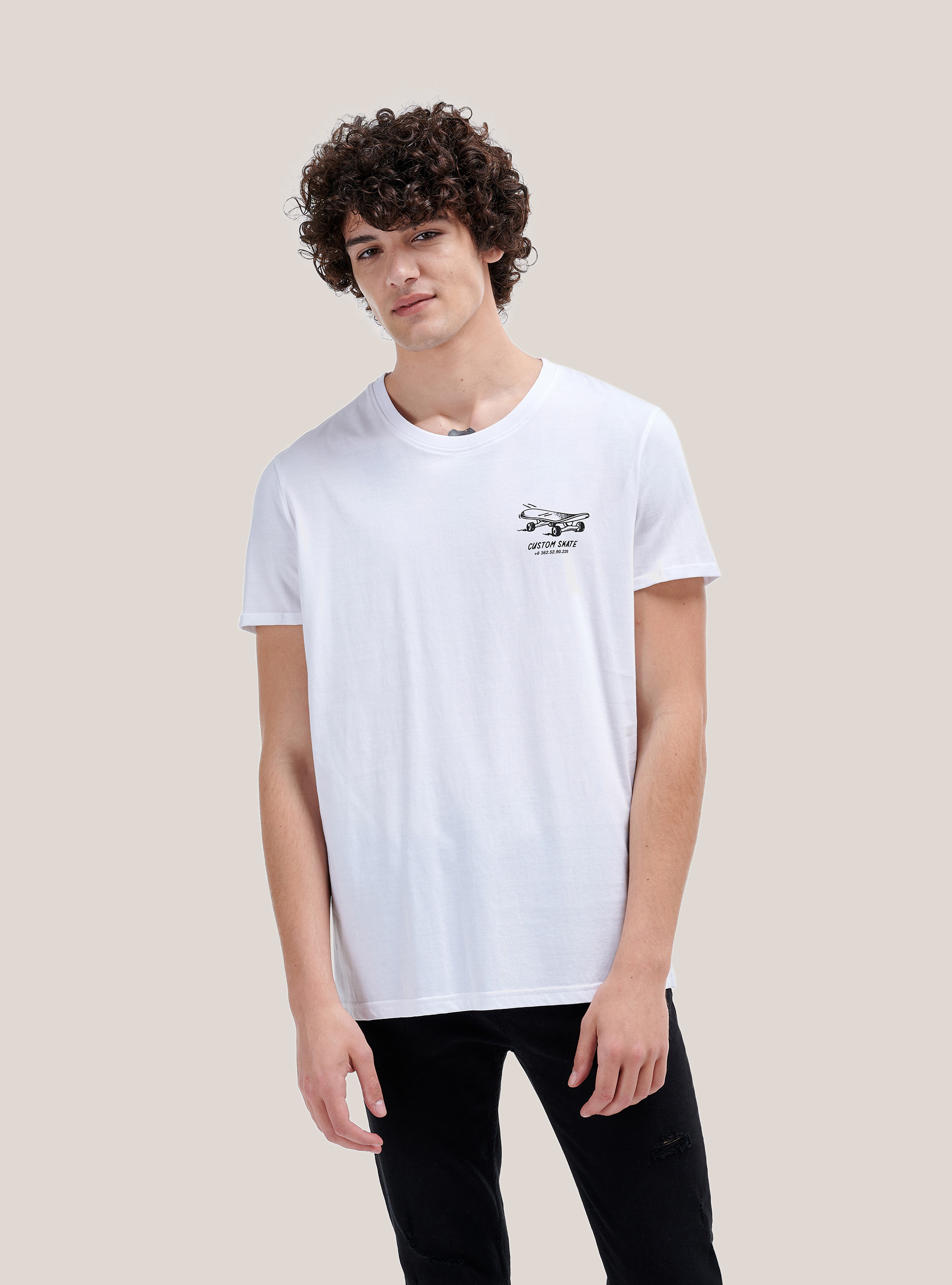 T-shirt with city print, WHITE