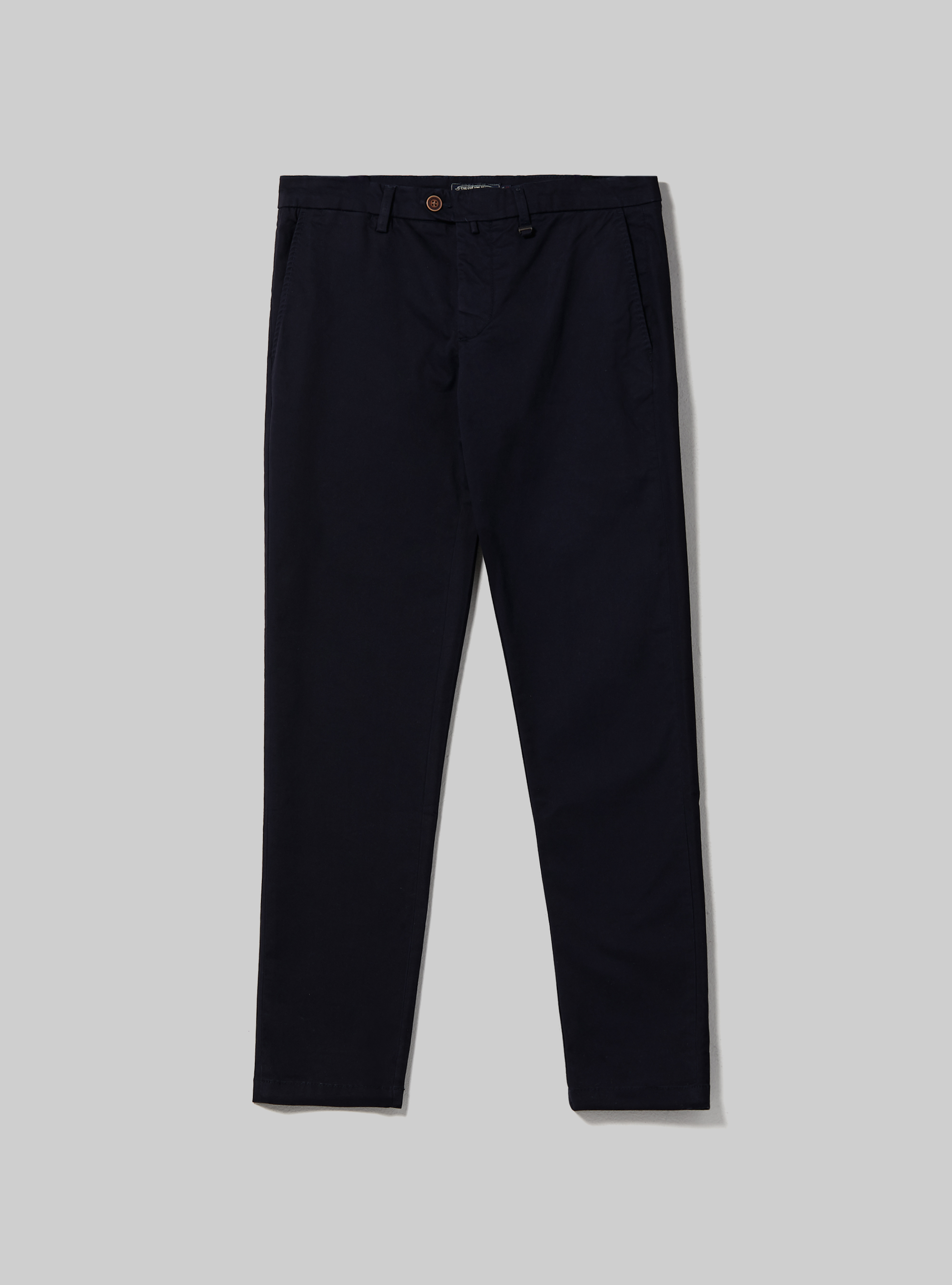 Pantalones chinos de sarga de algodón elástico, AZUL MARINO
