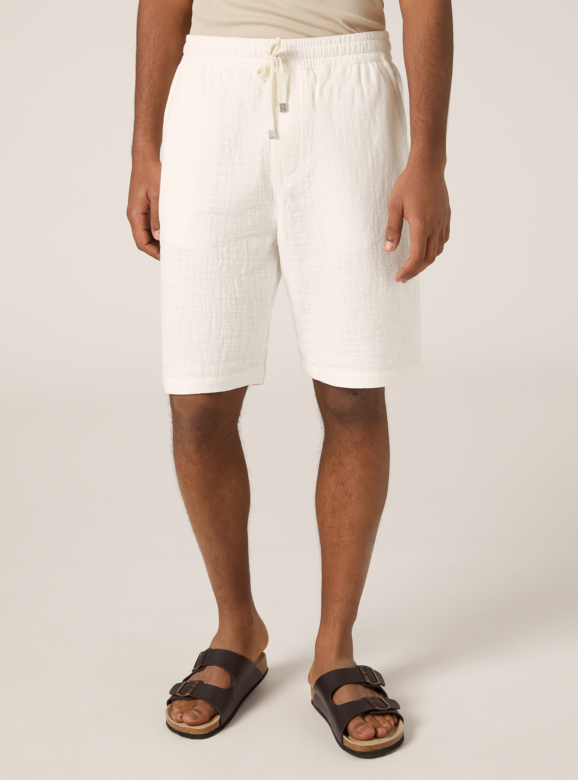 Cotton bermuda shorts with elastic waistband, WH2 WHITE