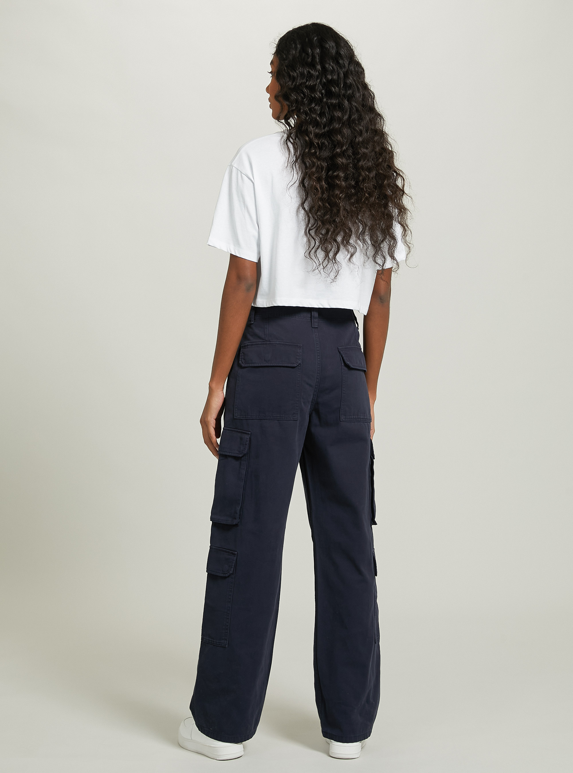 Pantaloni multicargo in twill, NA1 NAVY DARK