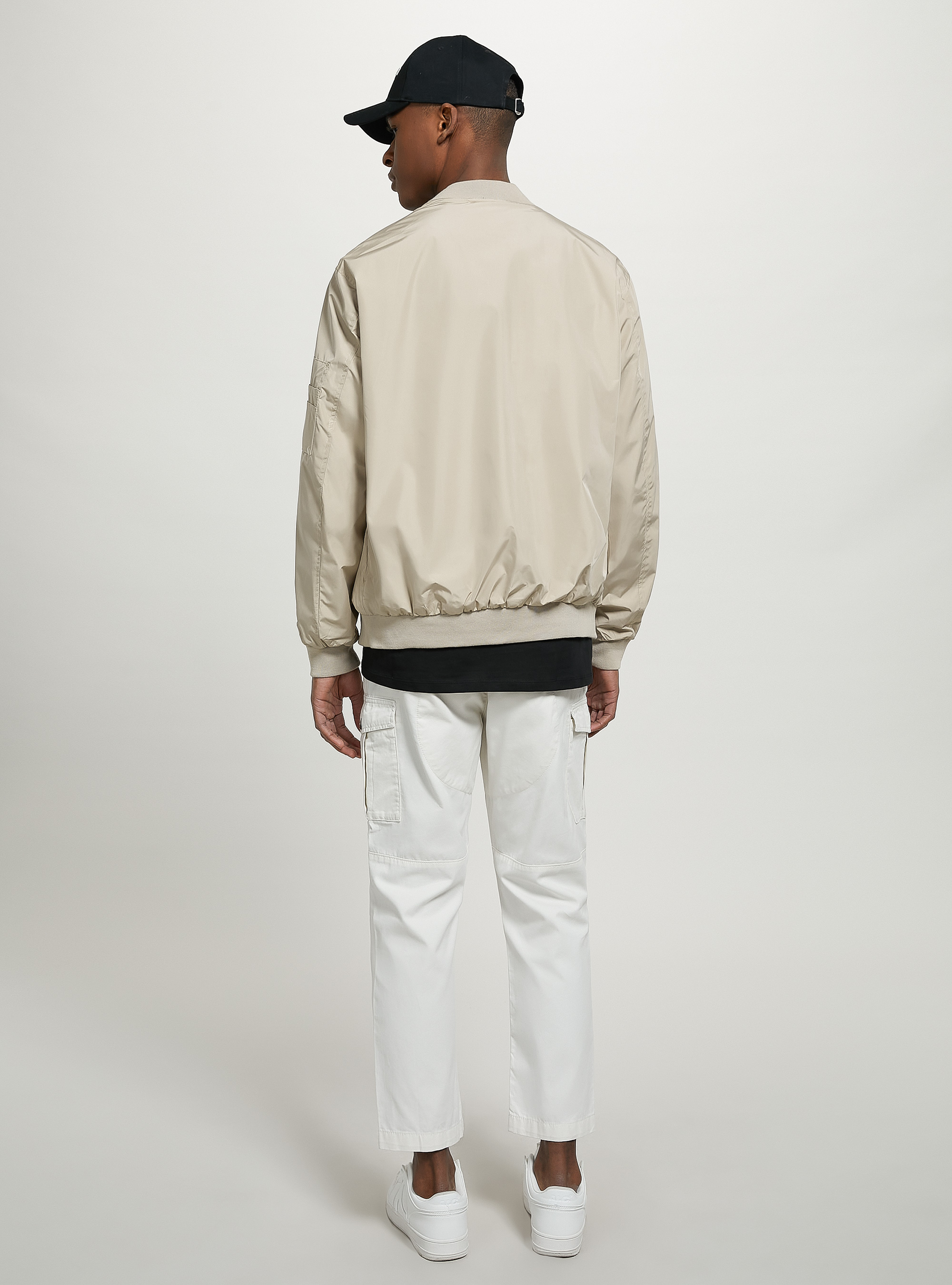 Windproof regular fit bomber jacket, BG3 BEIGE LIGHT