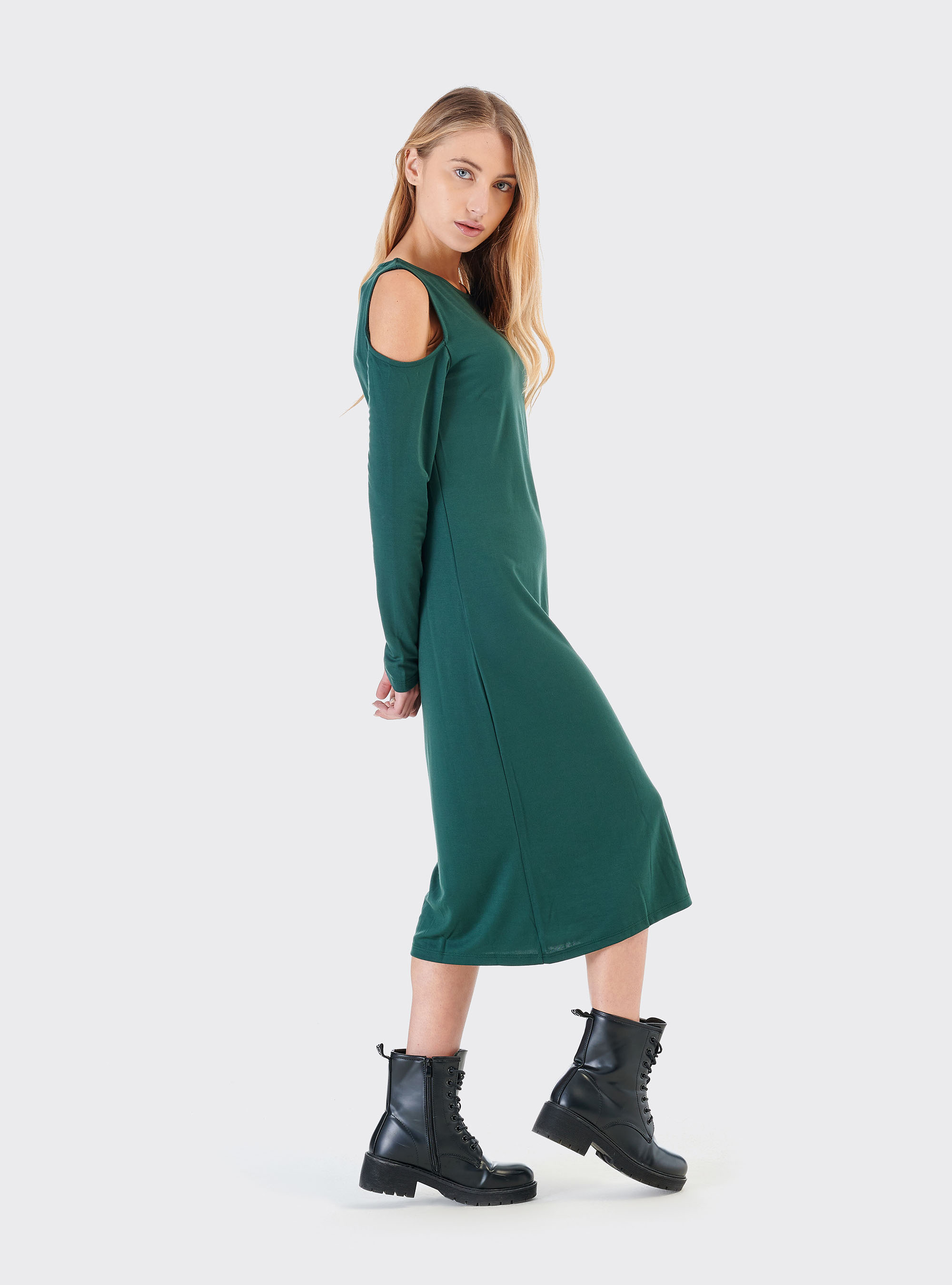 Abito spalle scoperte, BOTTLE GREEN