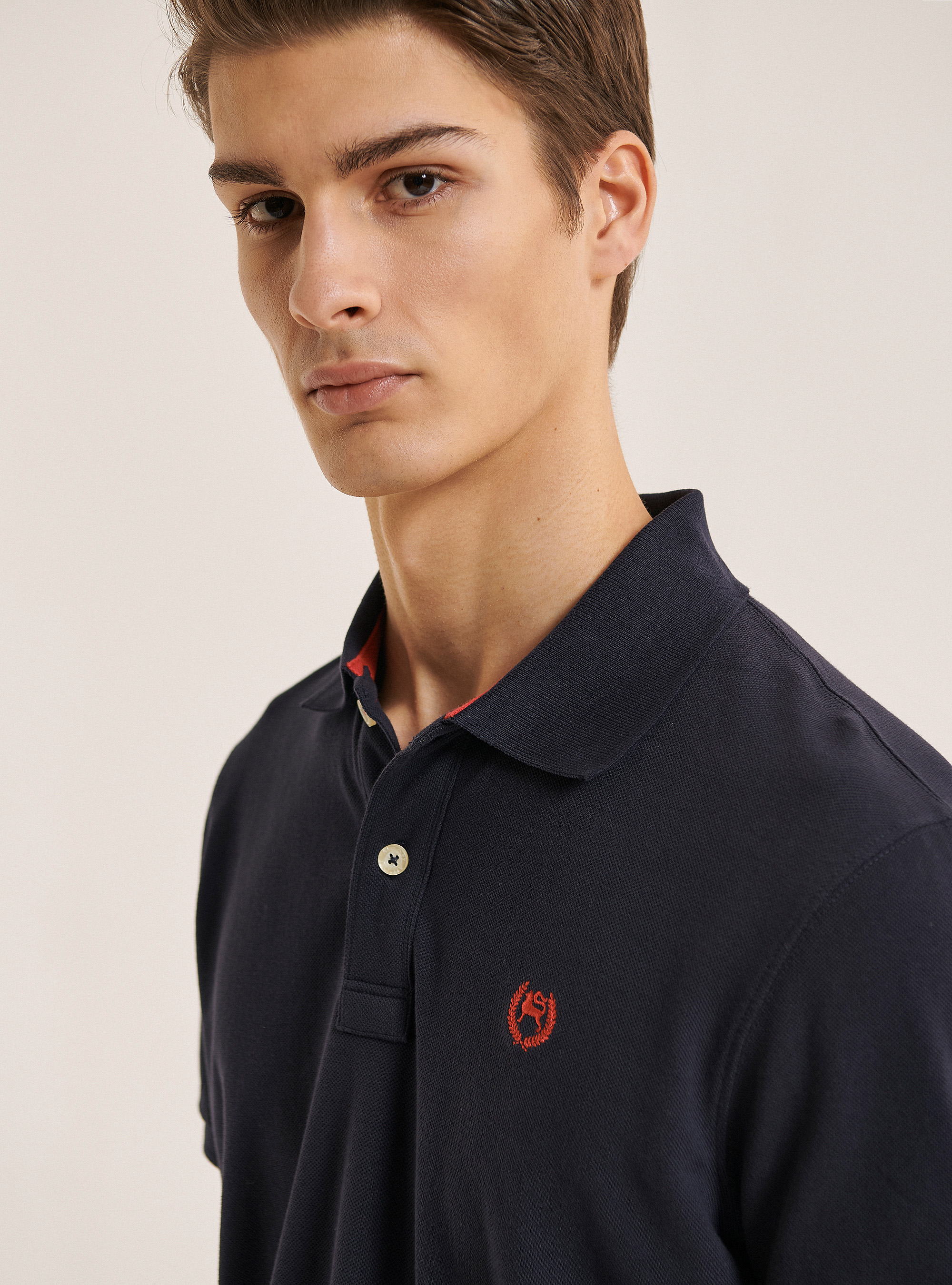 Polo in cotone piquet, BLU MARINO