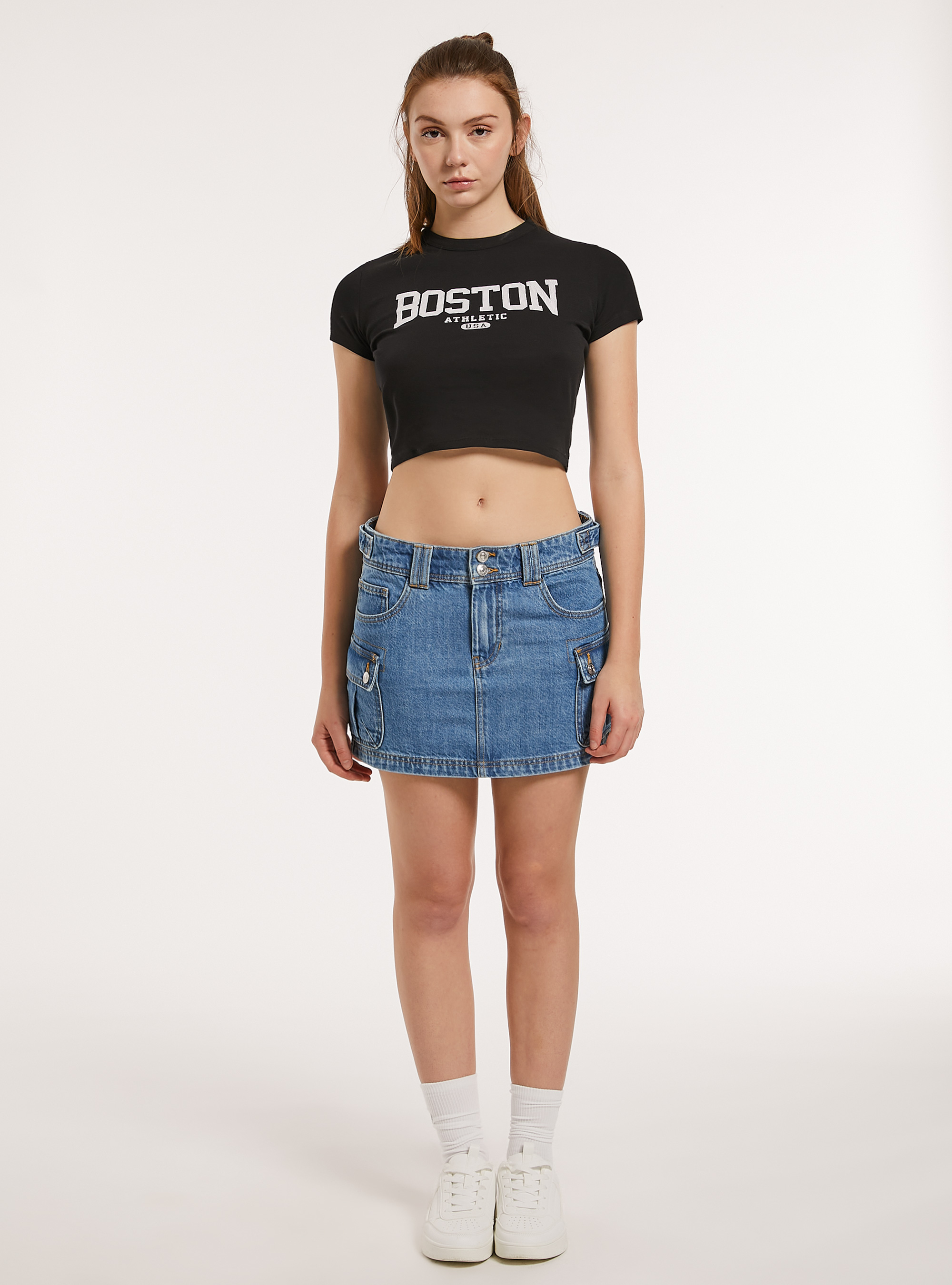 Denim cargo skirt, D003 MEDIUM BLUE