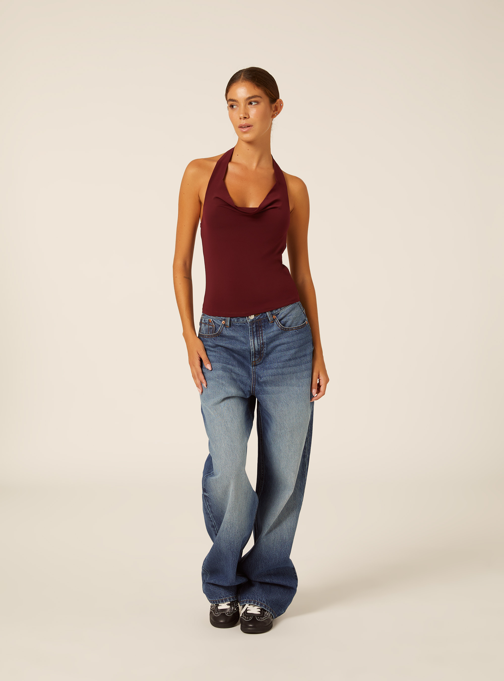 Canotta halter, BORDEAUX SCURO