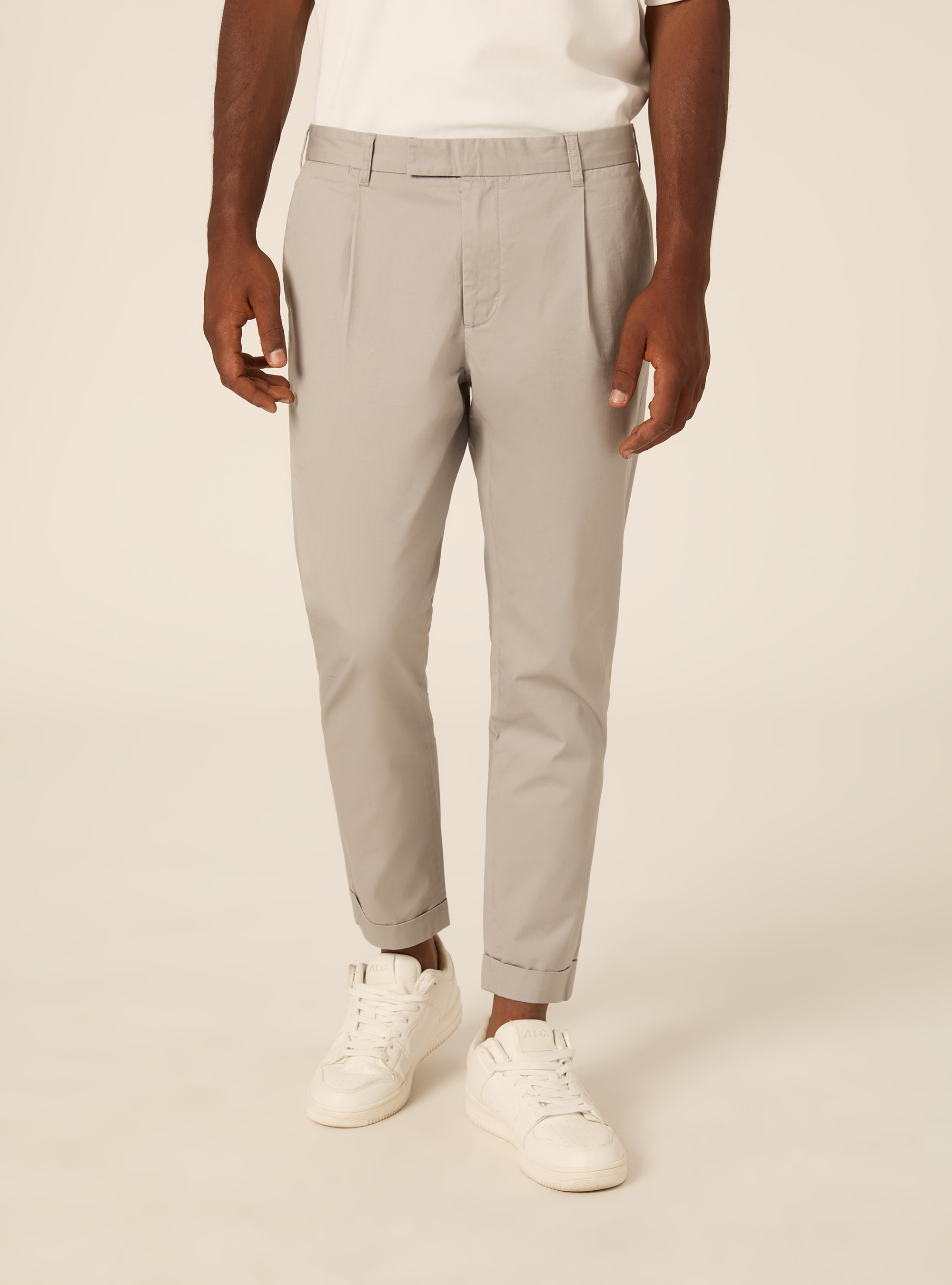 Pantaloni chino slim fit in twill, GY3 GREY LIGHT