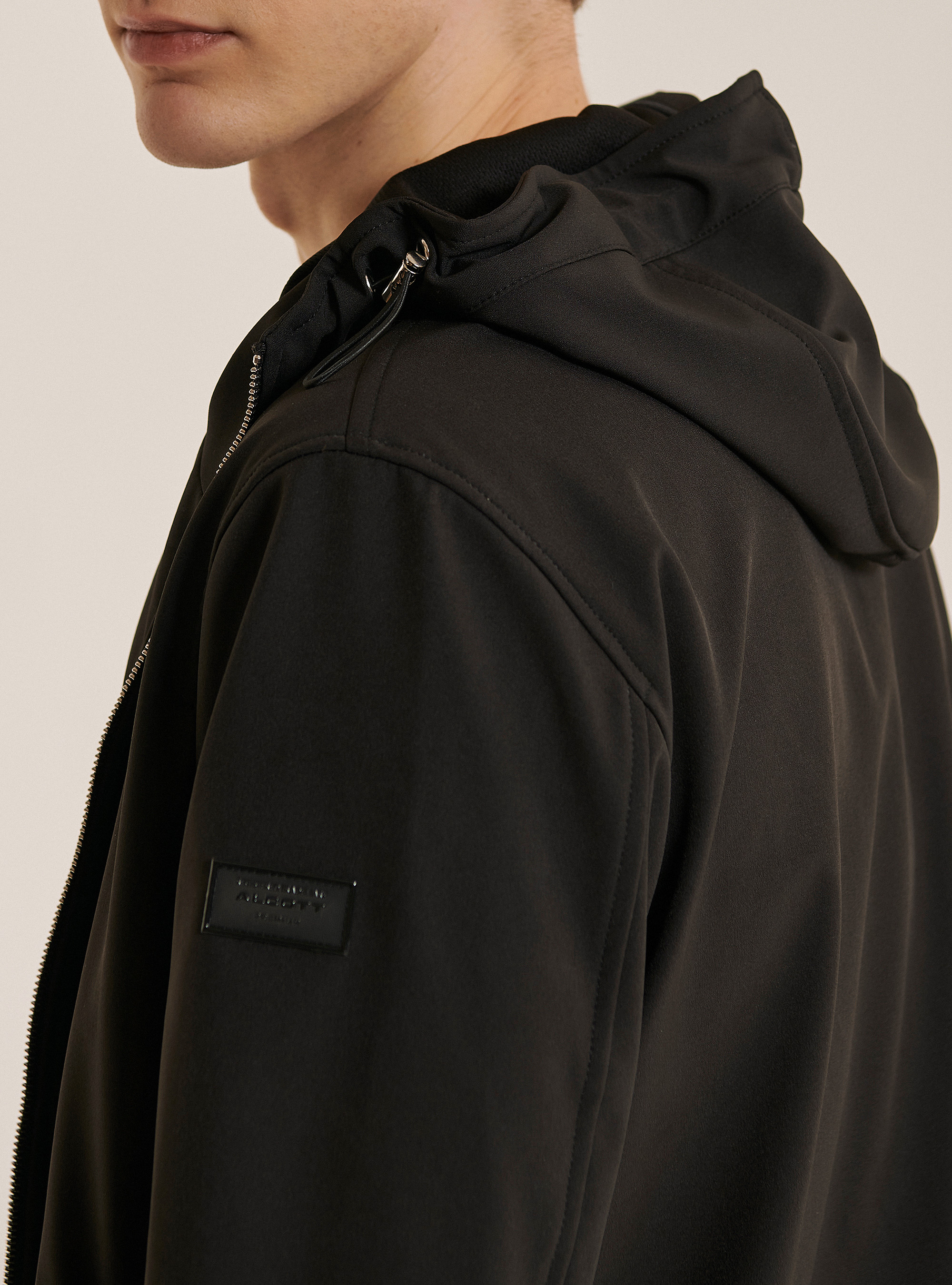 Windproof and waterproof technical fabric jacket, C101 BLACK