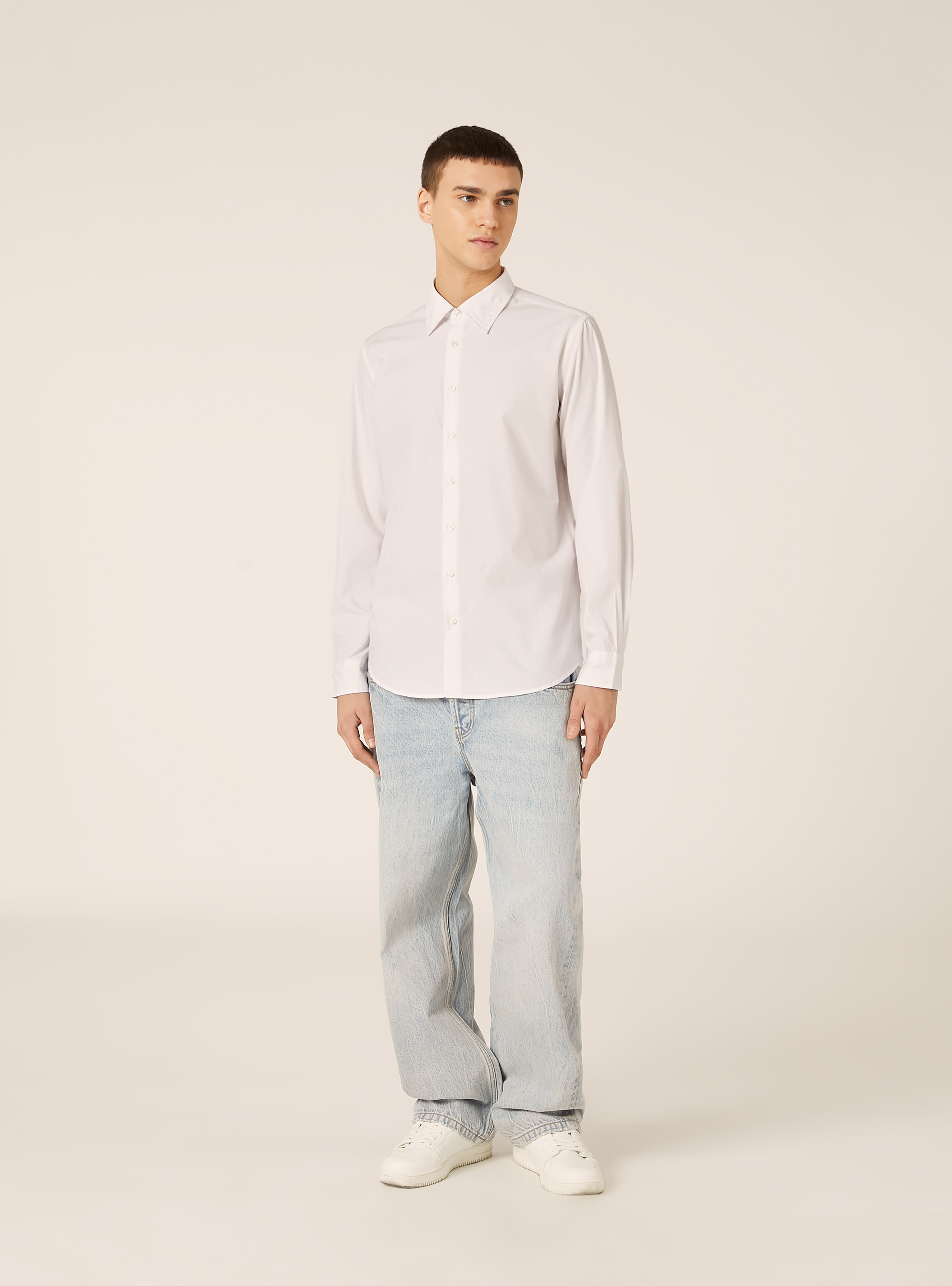 Chemise &agrave; manches longues unie, WH1 OFF WHITE