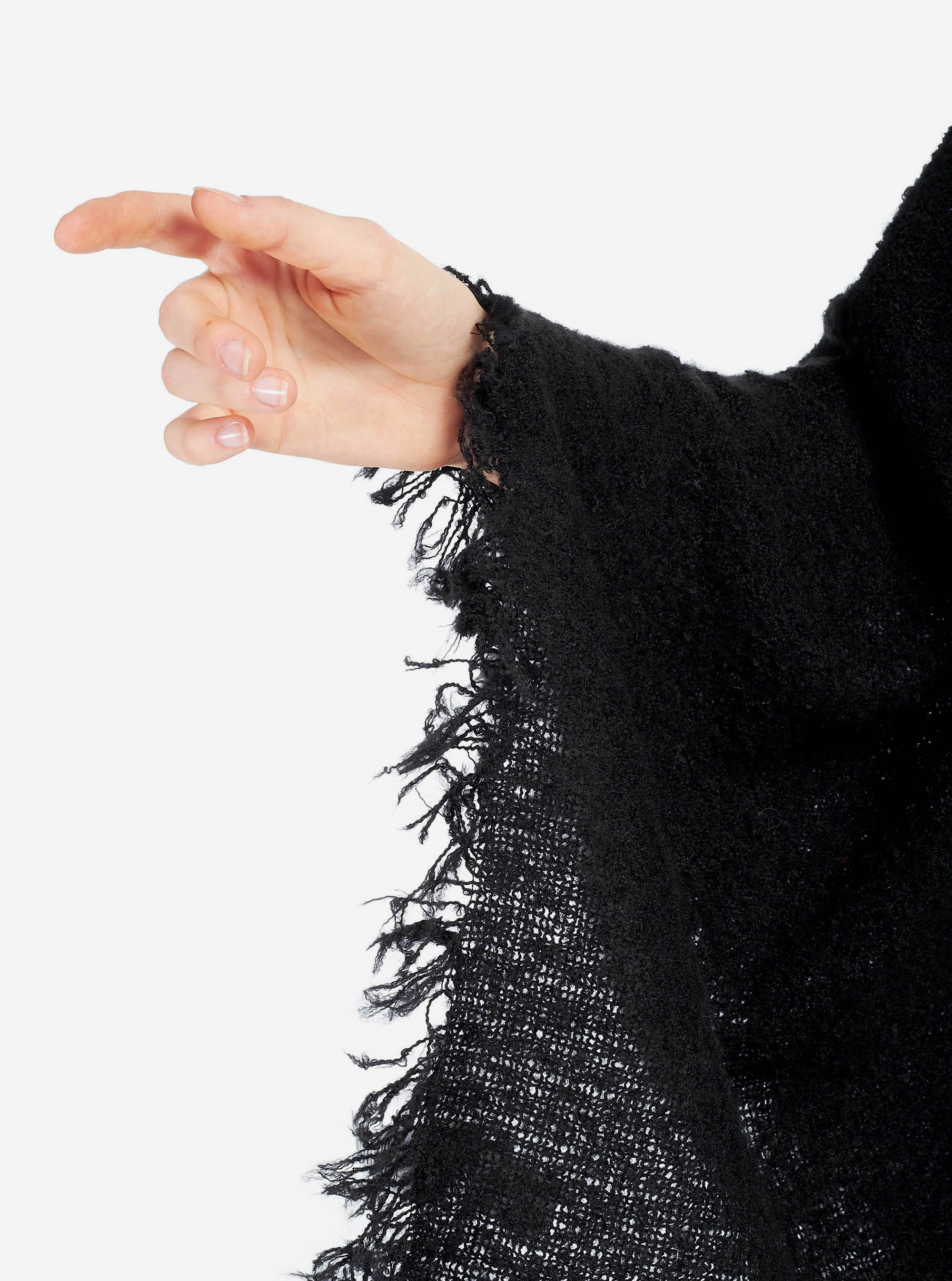 PONCHO WITH HIGH COLLAR, BLACK