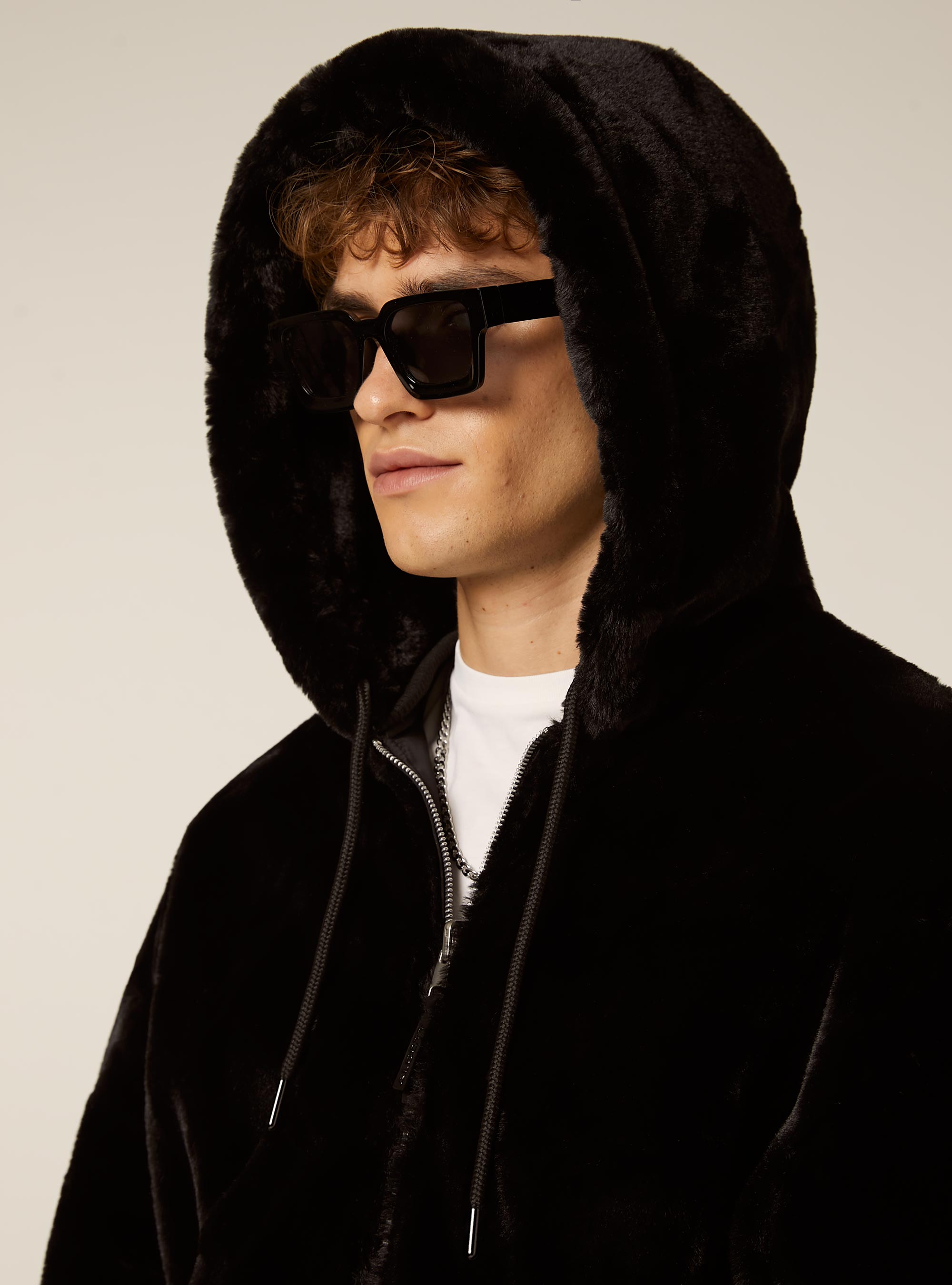 Double-sided jacket with hood, BK1 BLACK