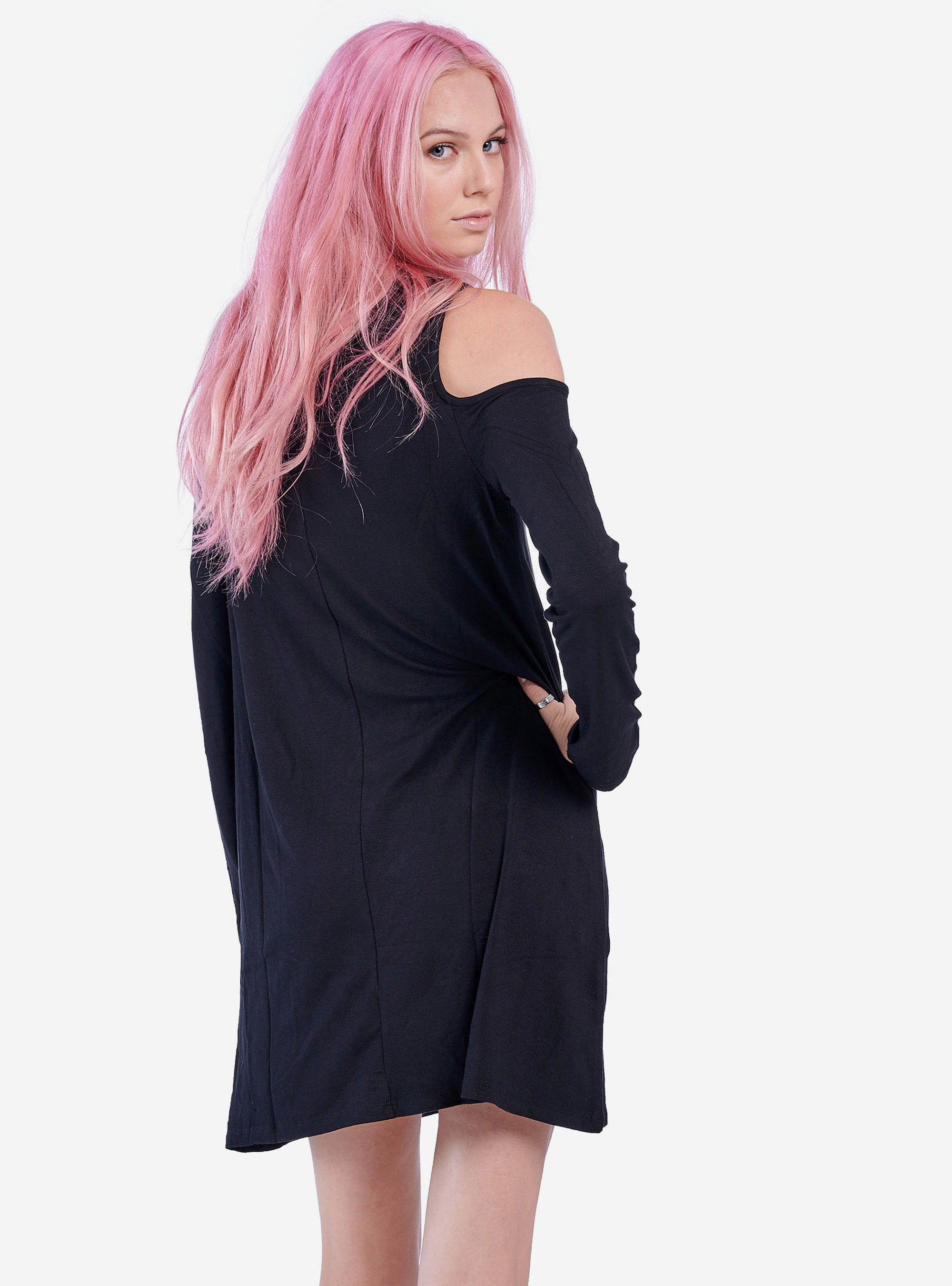 SHORT DRESS BARE SHOULDERS, C101 BLACK