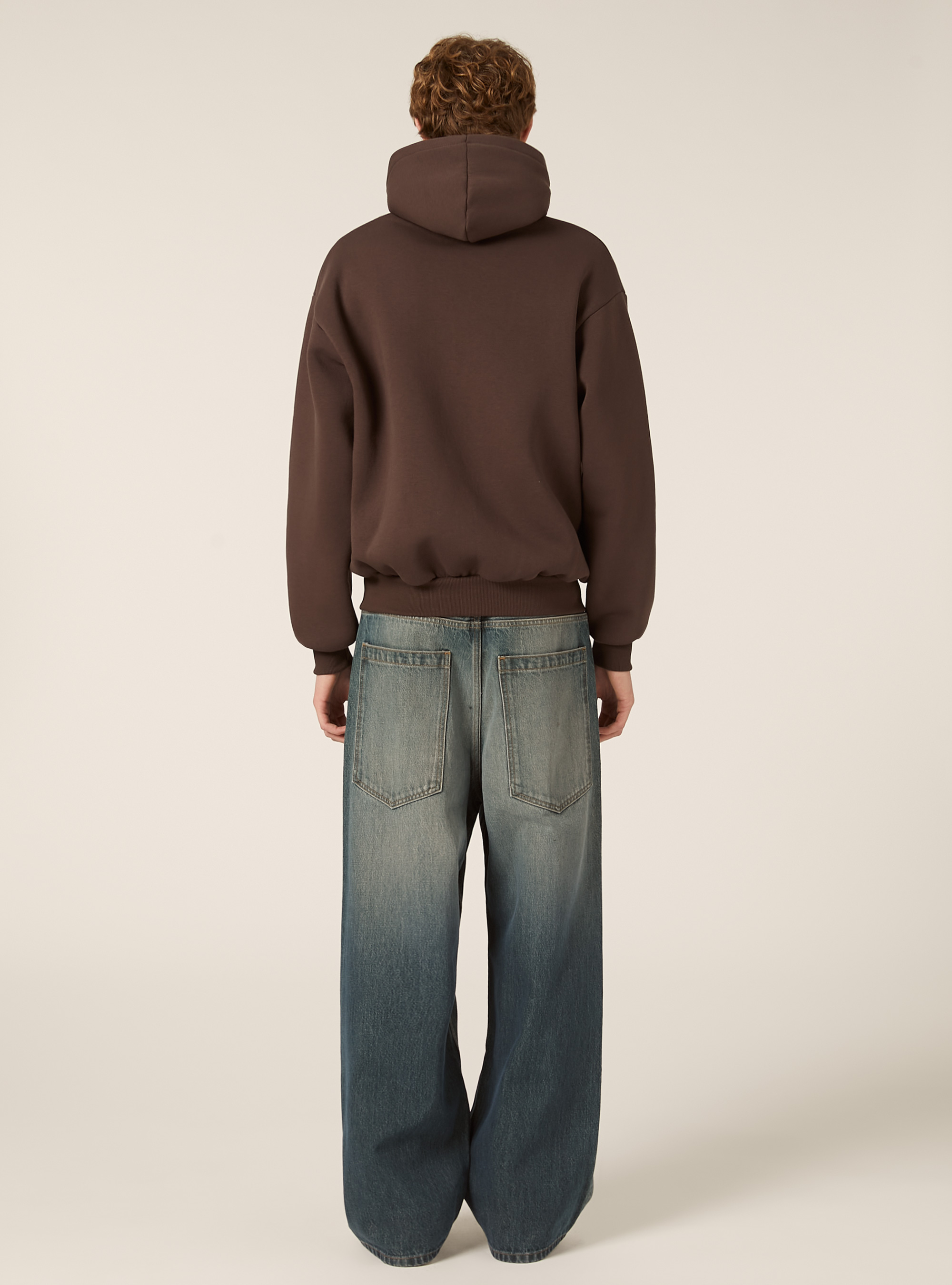 Boxy fit zip-up hoodie, BR1 BROWN DARK