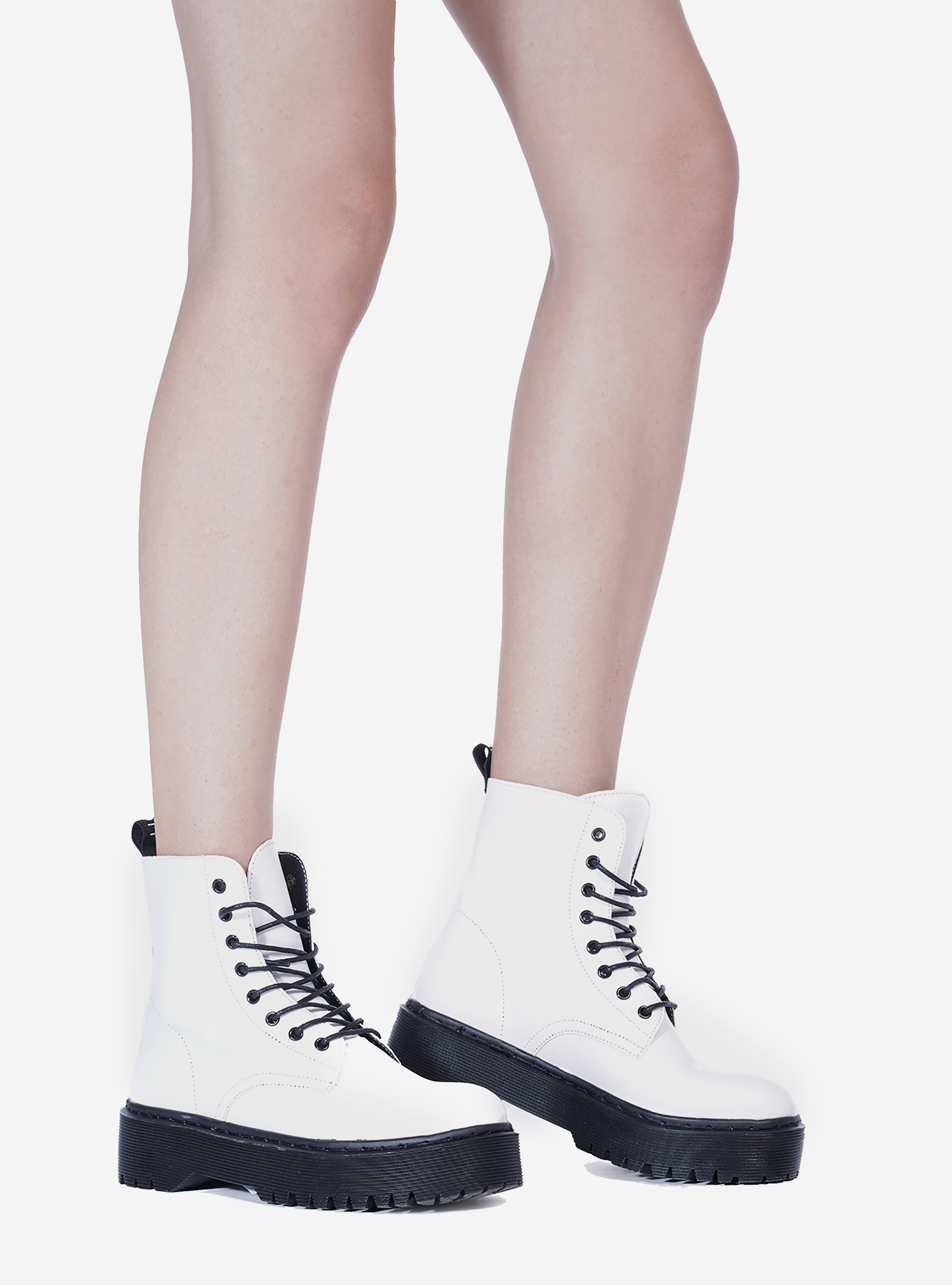 Stiefeletten mit Plateau-Absatz und Track-Sohle, C099 WHITE