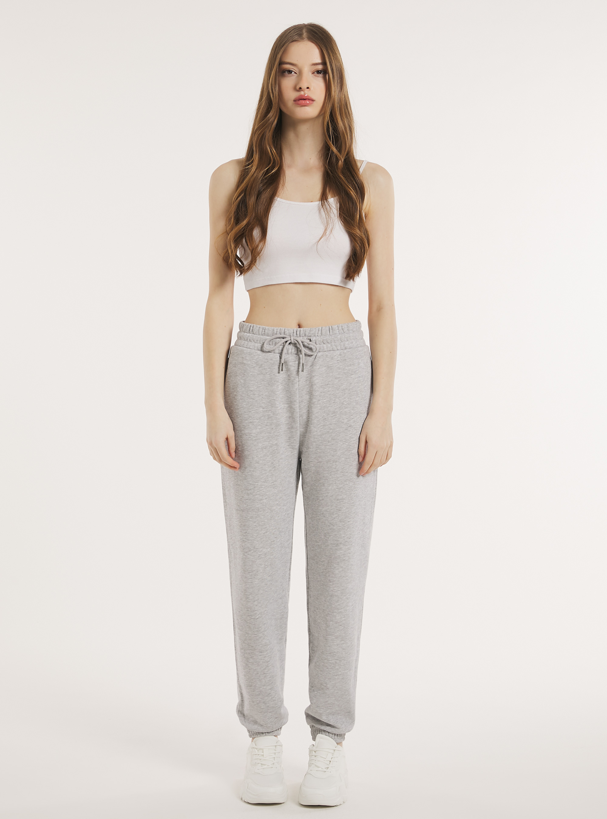 Pantalon jogger en peluche, MGY3 GREY MEL LIGHT