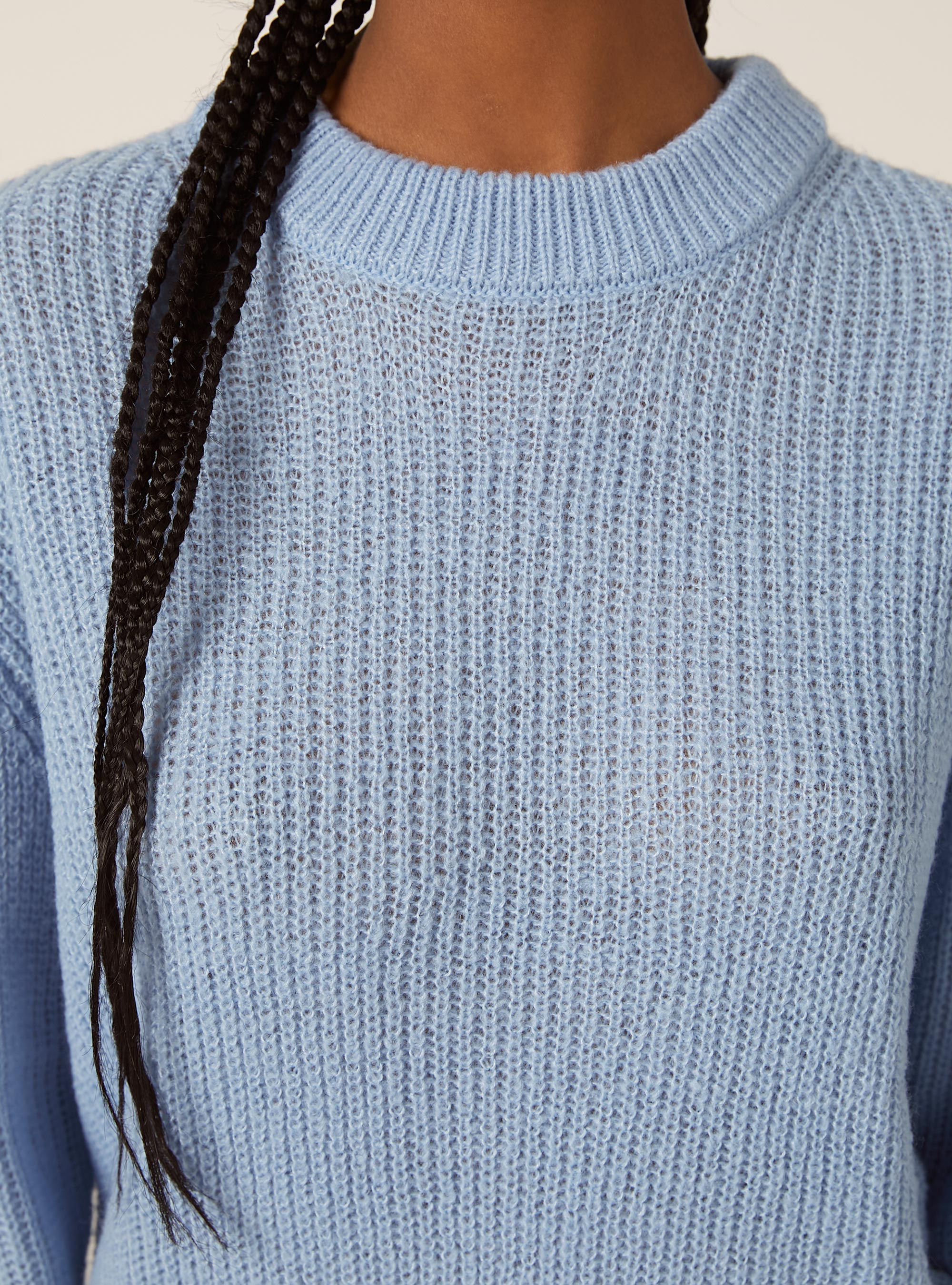 Pullover girocollo tinta unita, AZ2 AZURE MEDIUM