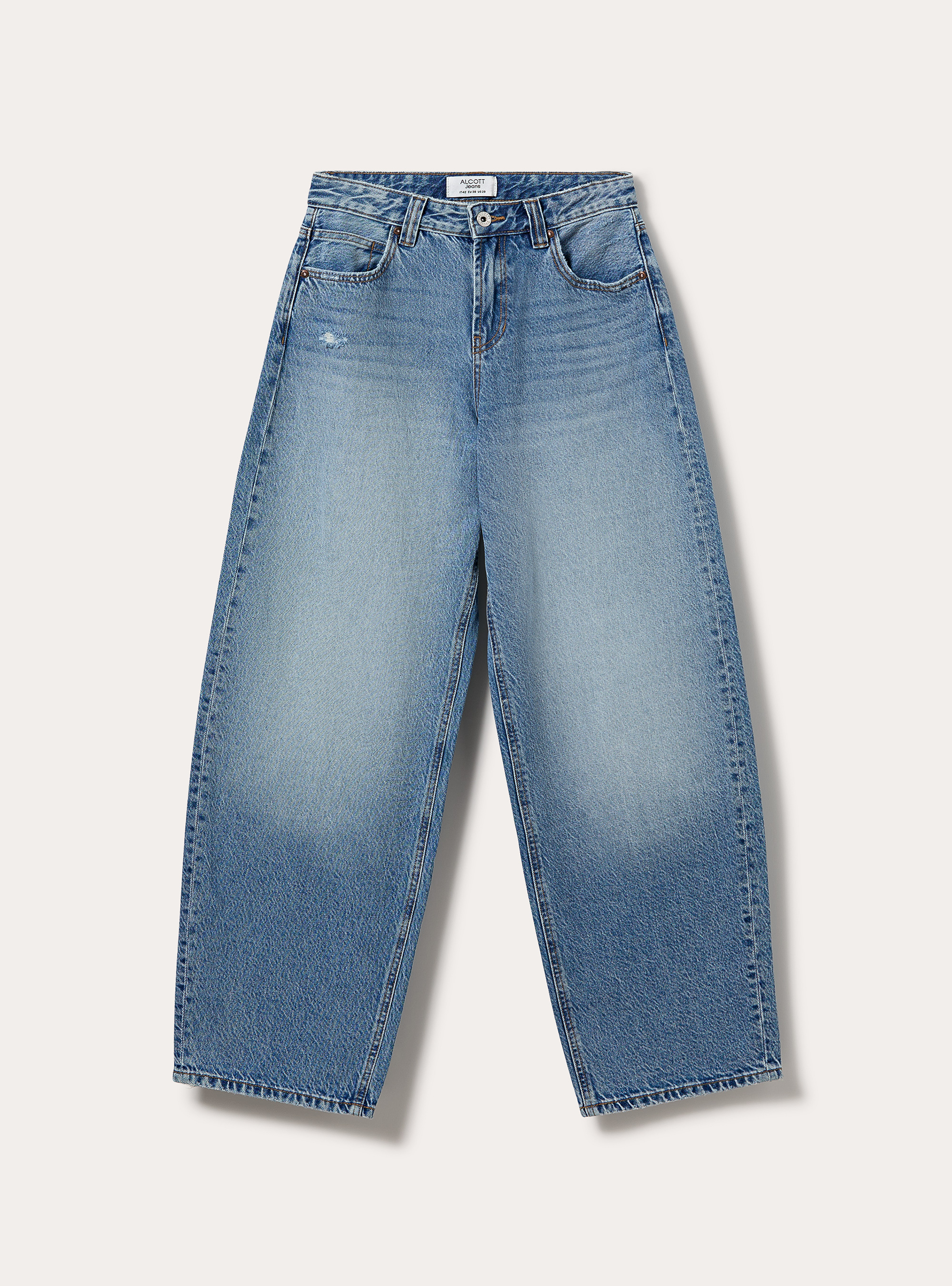 Jean coupe barrel taille haute, D005 LIGHT BLUE