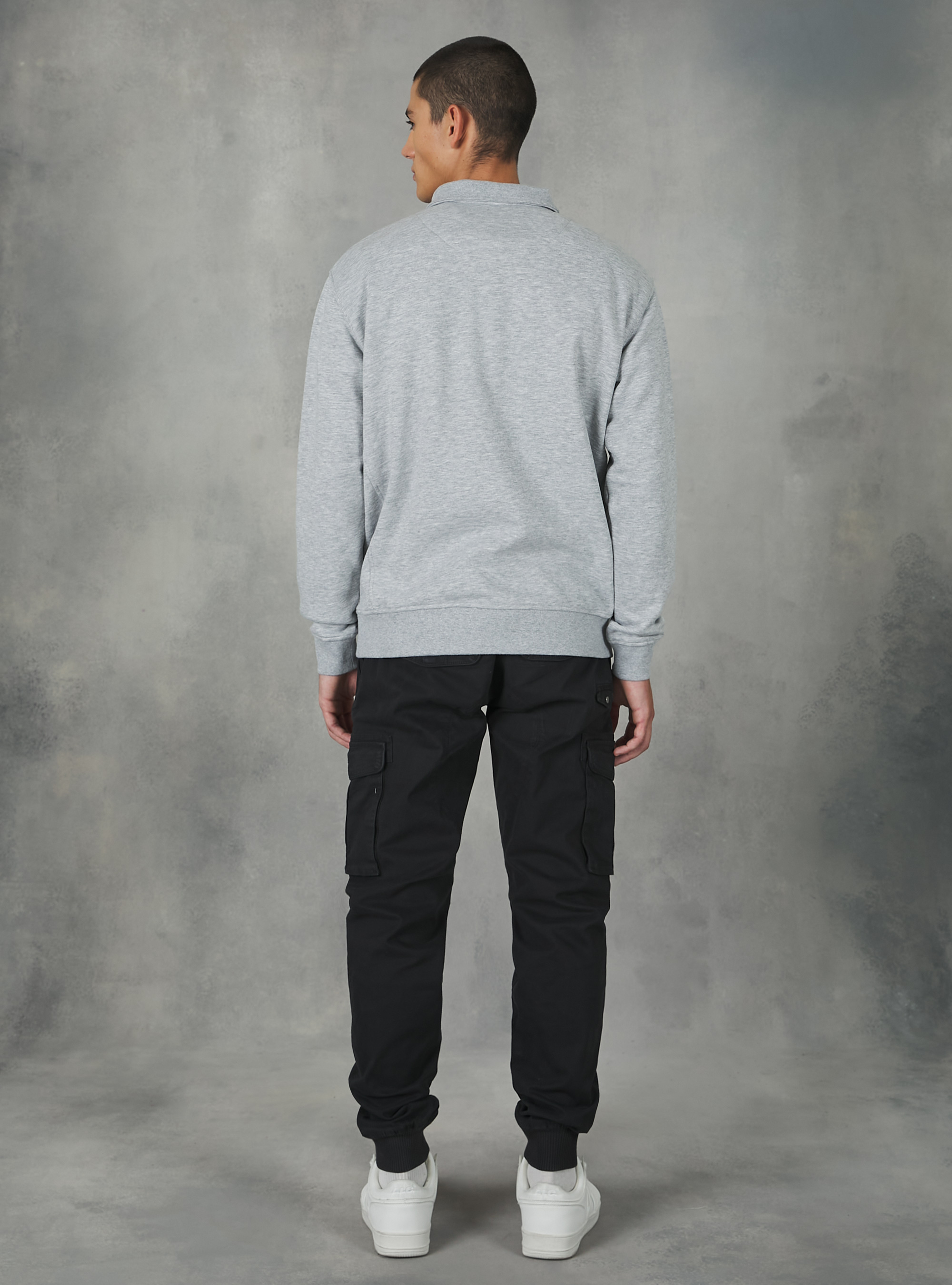 Plain-coloured half-neck sweatshirt, MGY2 GREY MEL MEDIUM