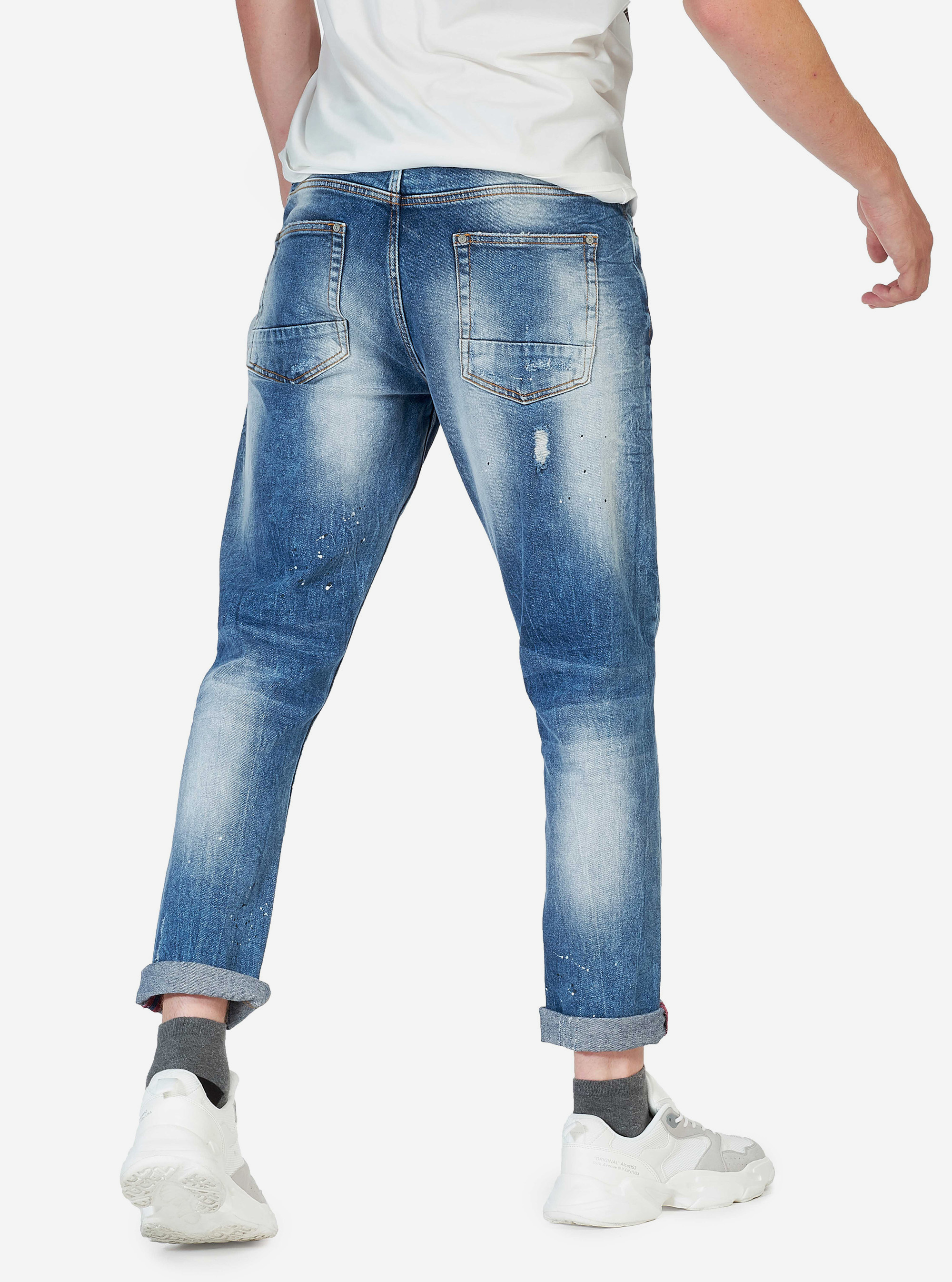 Jeans slim fit con rotture, BLU