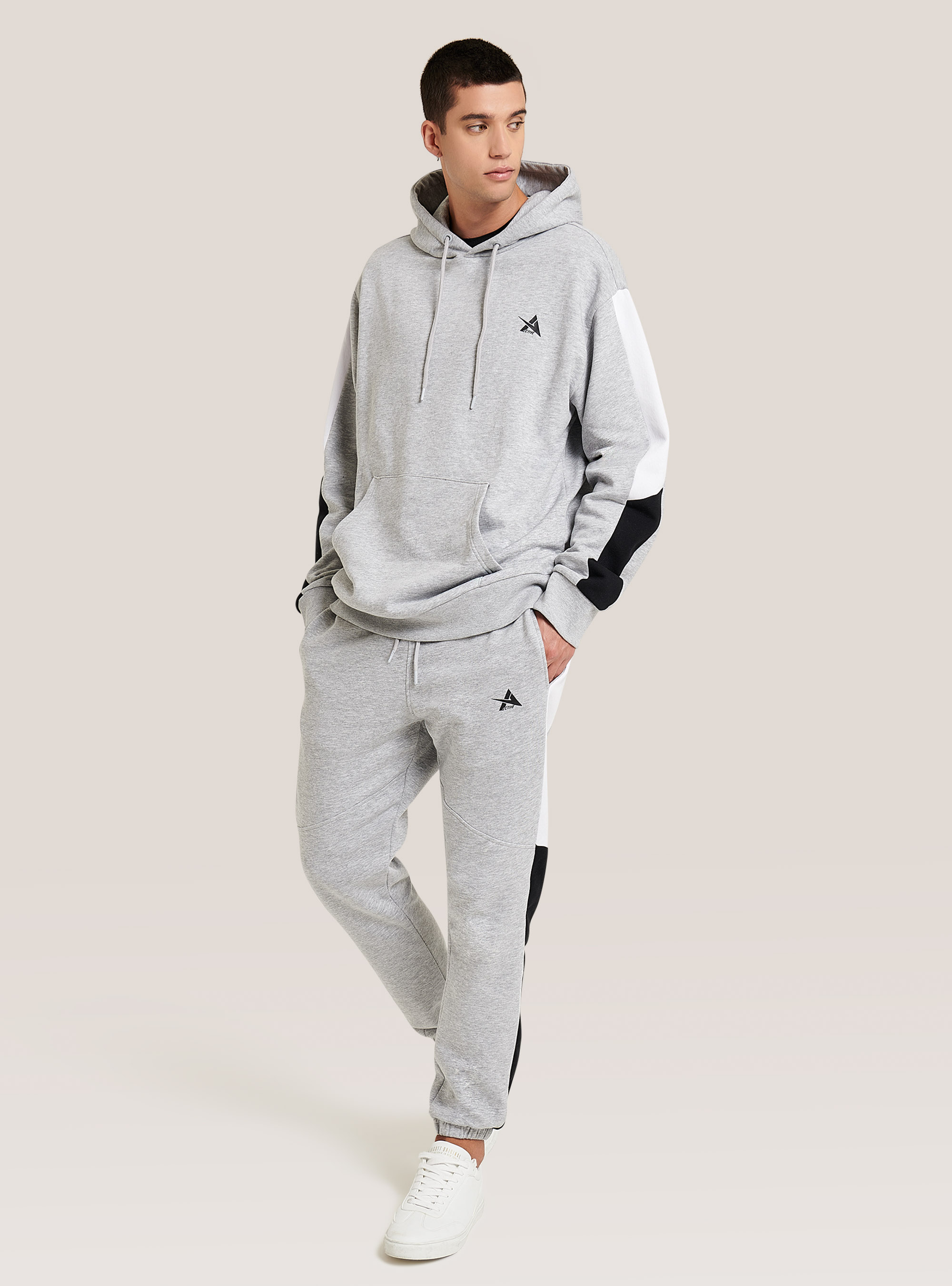 Sudadera de algodón de gran tamaño, GRIS CLARO MELANGE